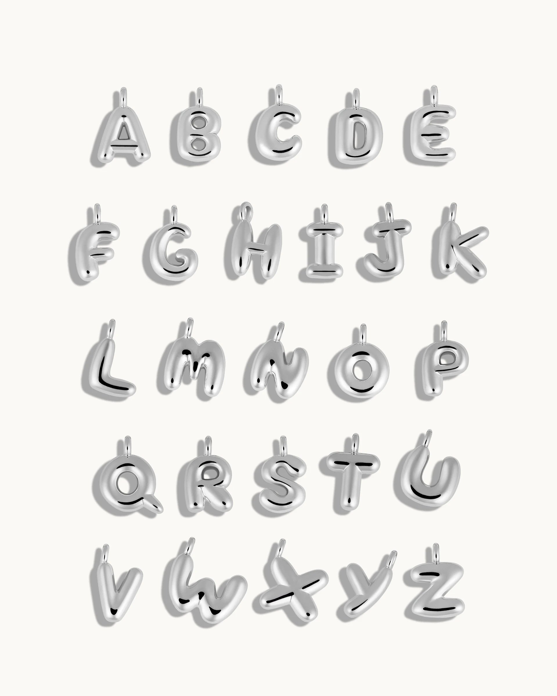 Mini Bubble Initial 'V' Necklace in Silver