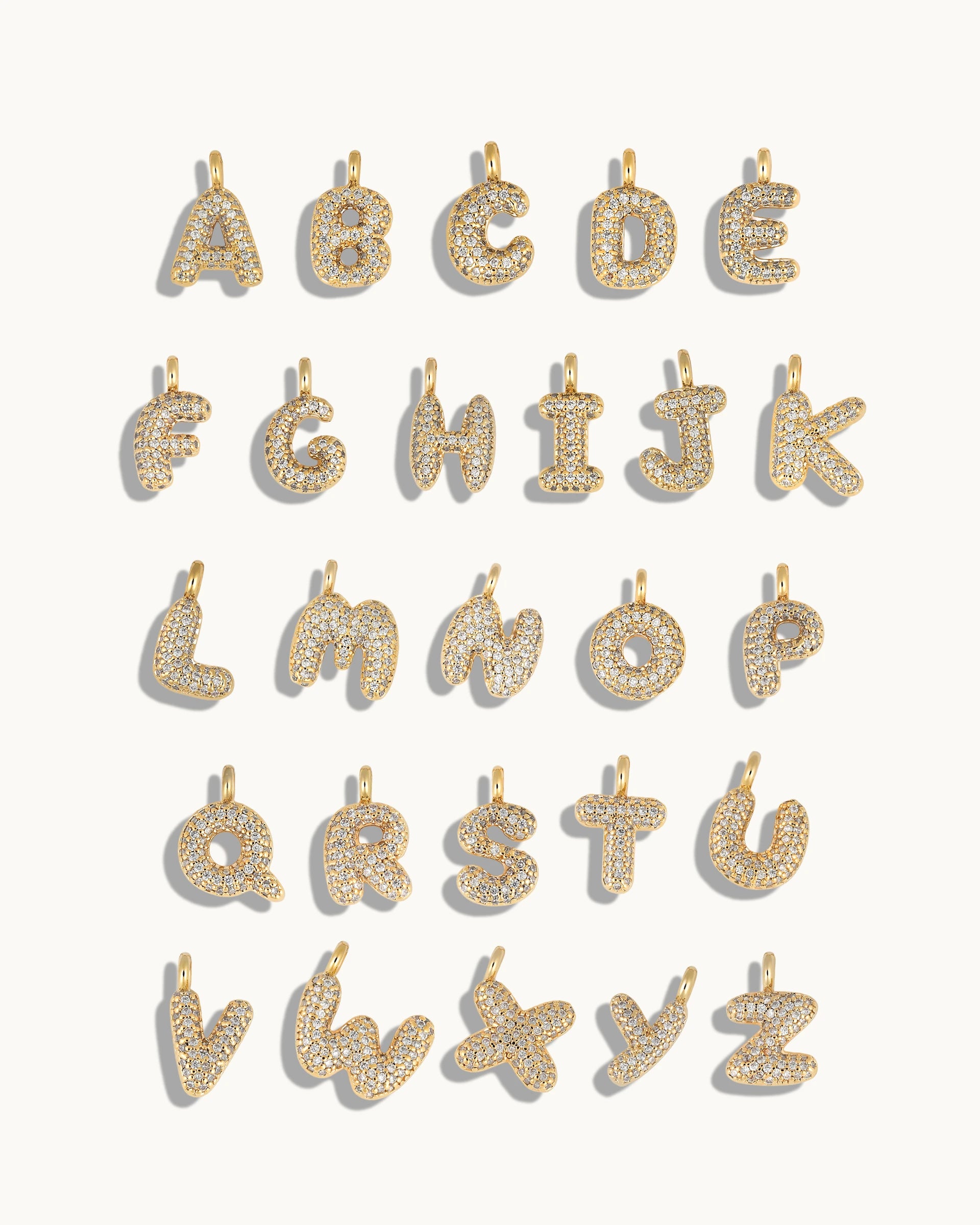 Mini Pavé Bubble Initial 'D' Necklace in Gold