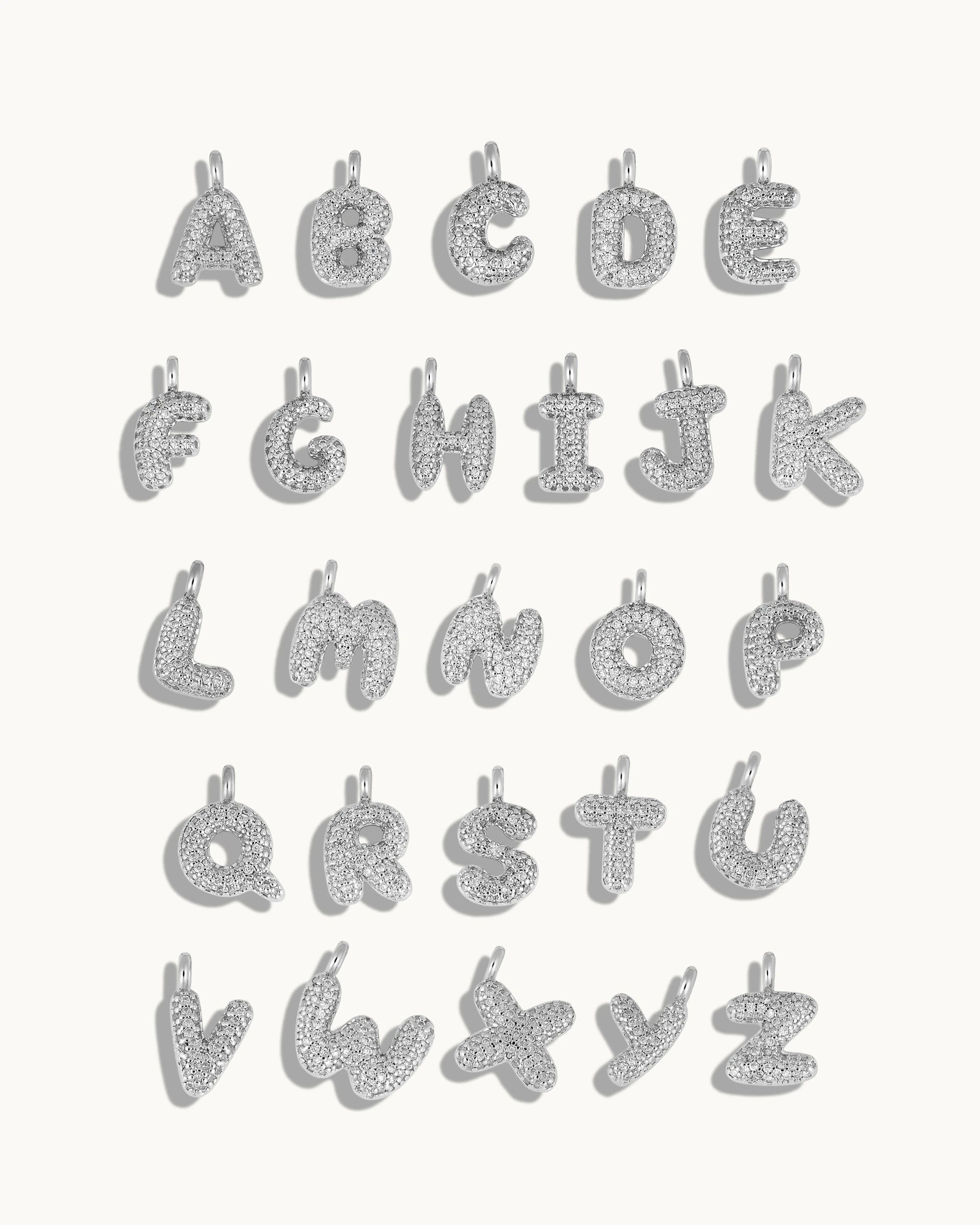 Mini Pavé Bubble Initial 'G' Necklace in Silver