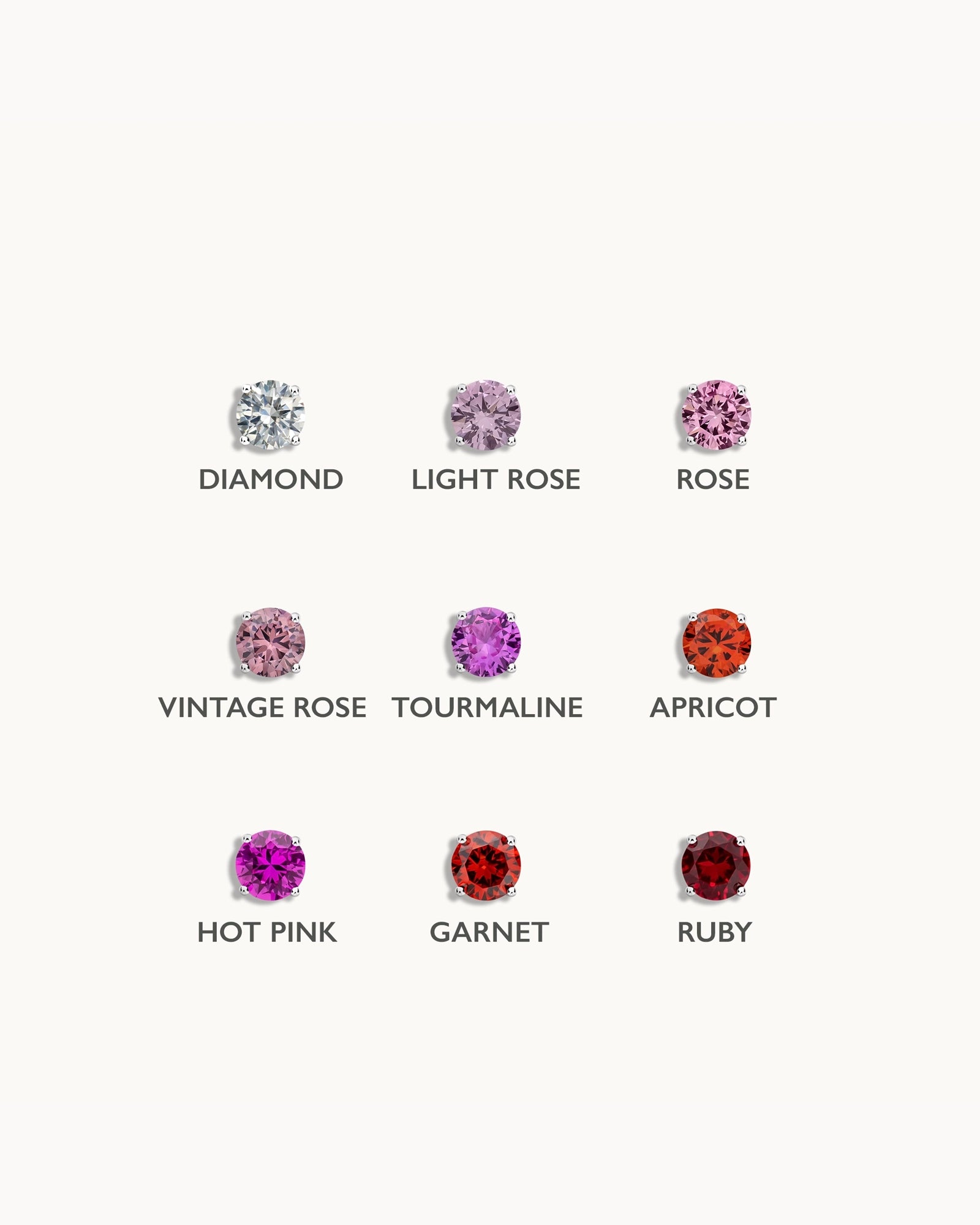 Solitaire Birthstone Earrings in Silver - Rose