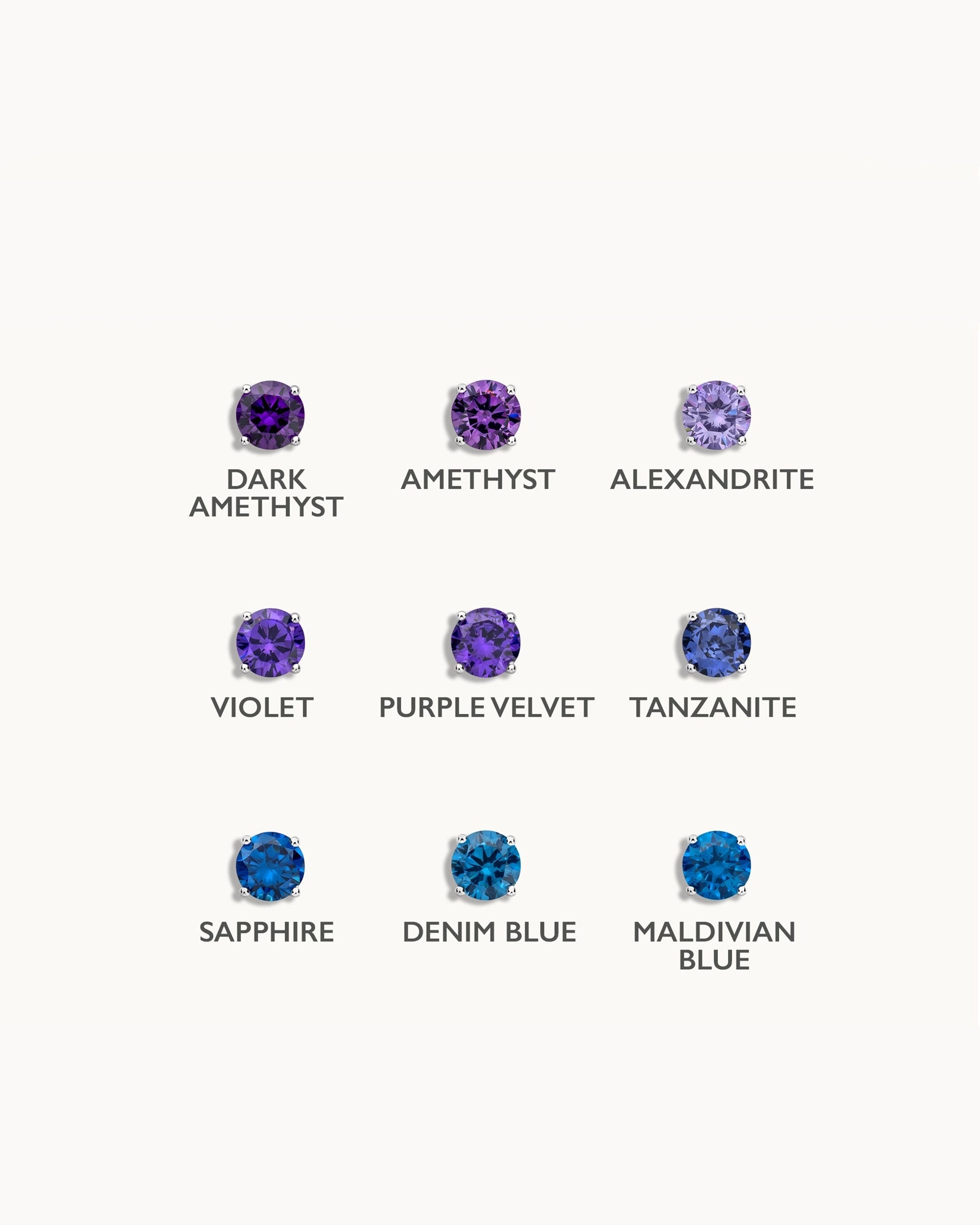 Solitaire Birthstone Earrings in Silver - Rose