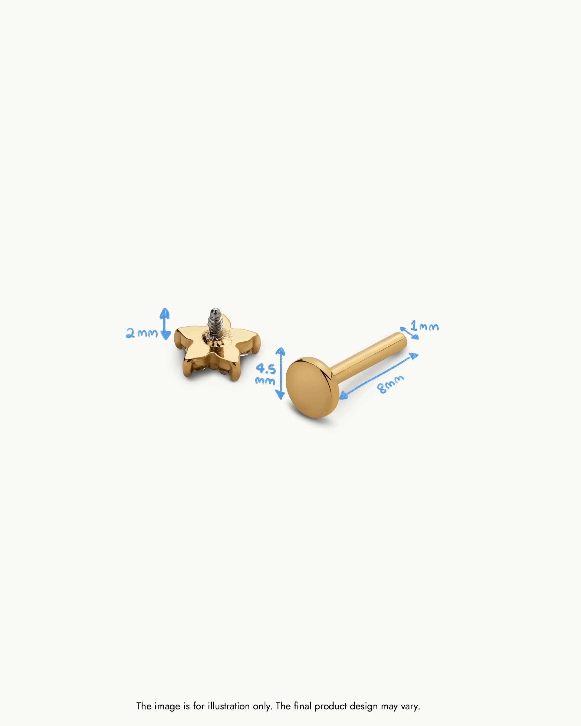 Ines Paw Print Flatback Earrings in Gold