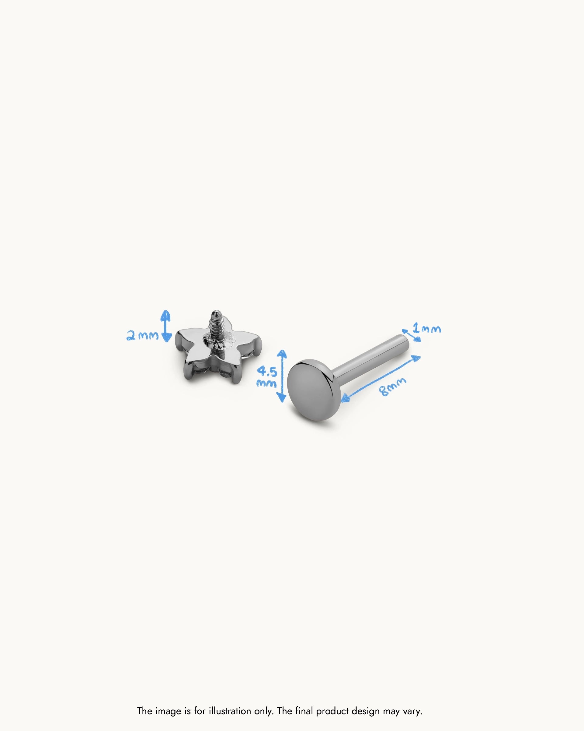 Roslyn Spike Flatback Earrings in Silver