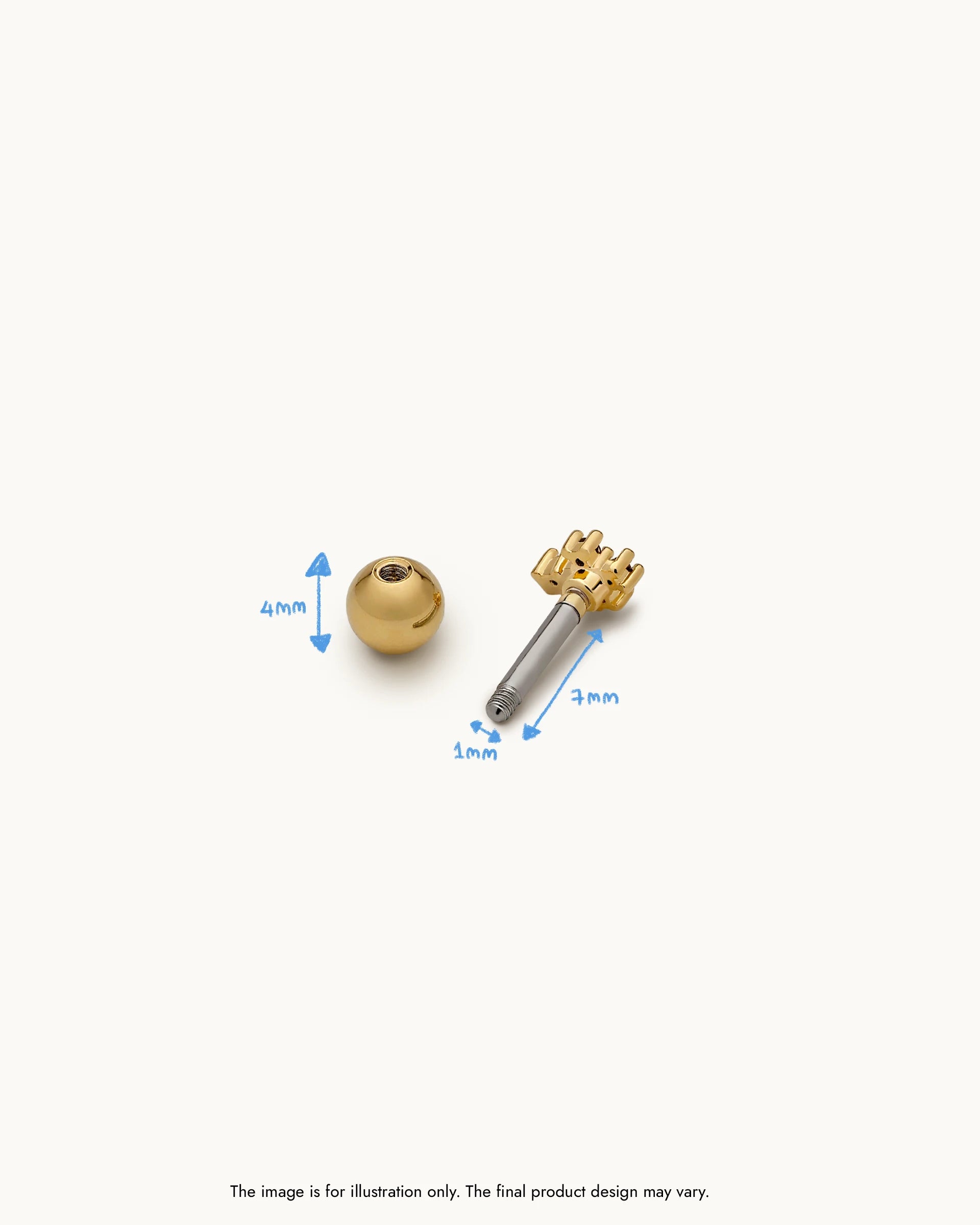 Silvia Bezel Helix Barbell Earring in Gold