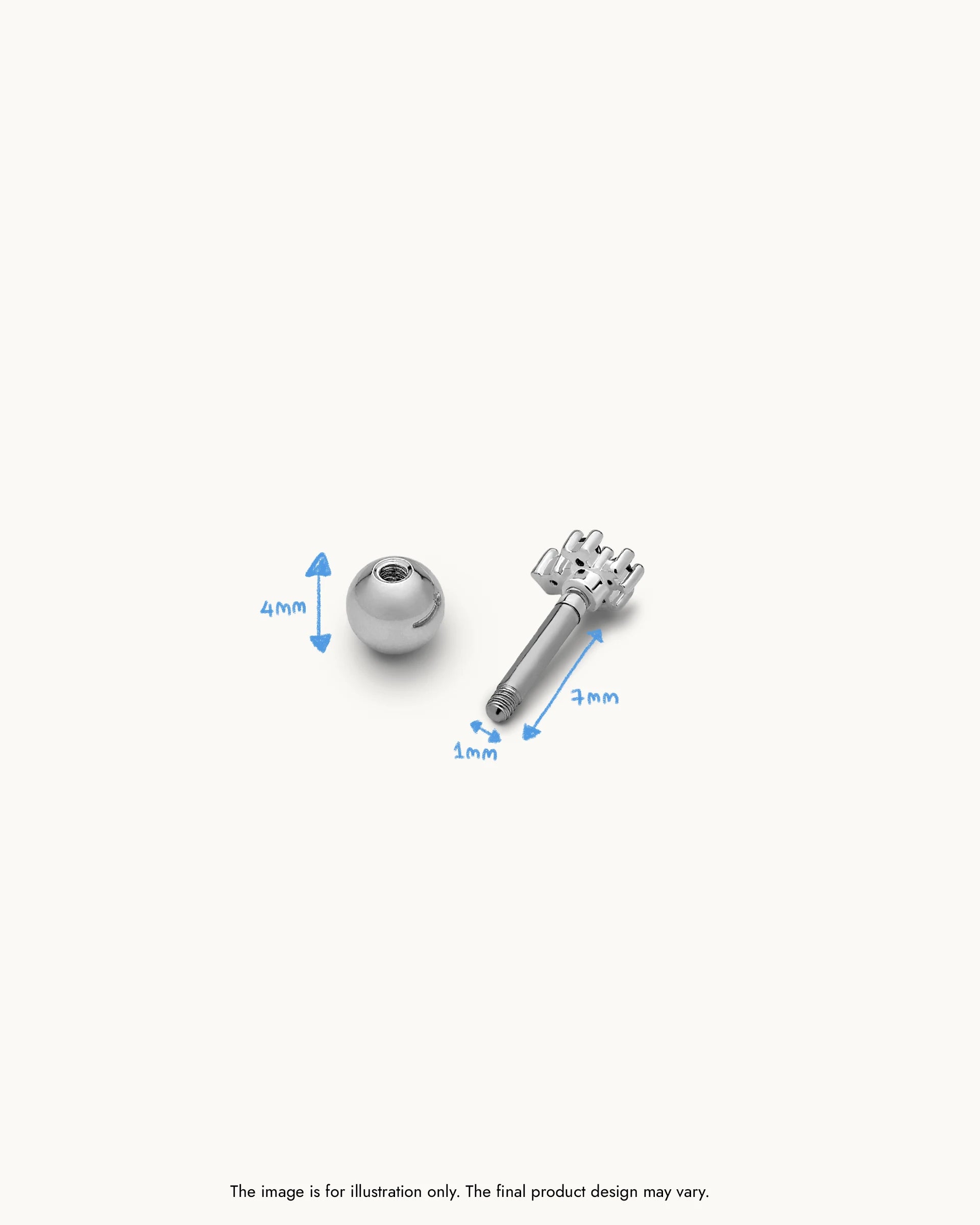 Silvia Bezel Helix Barbell Earring in Silver