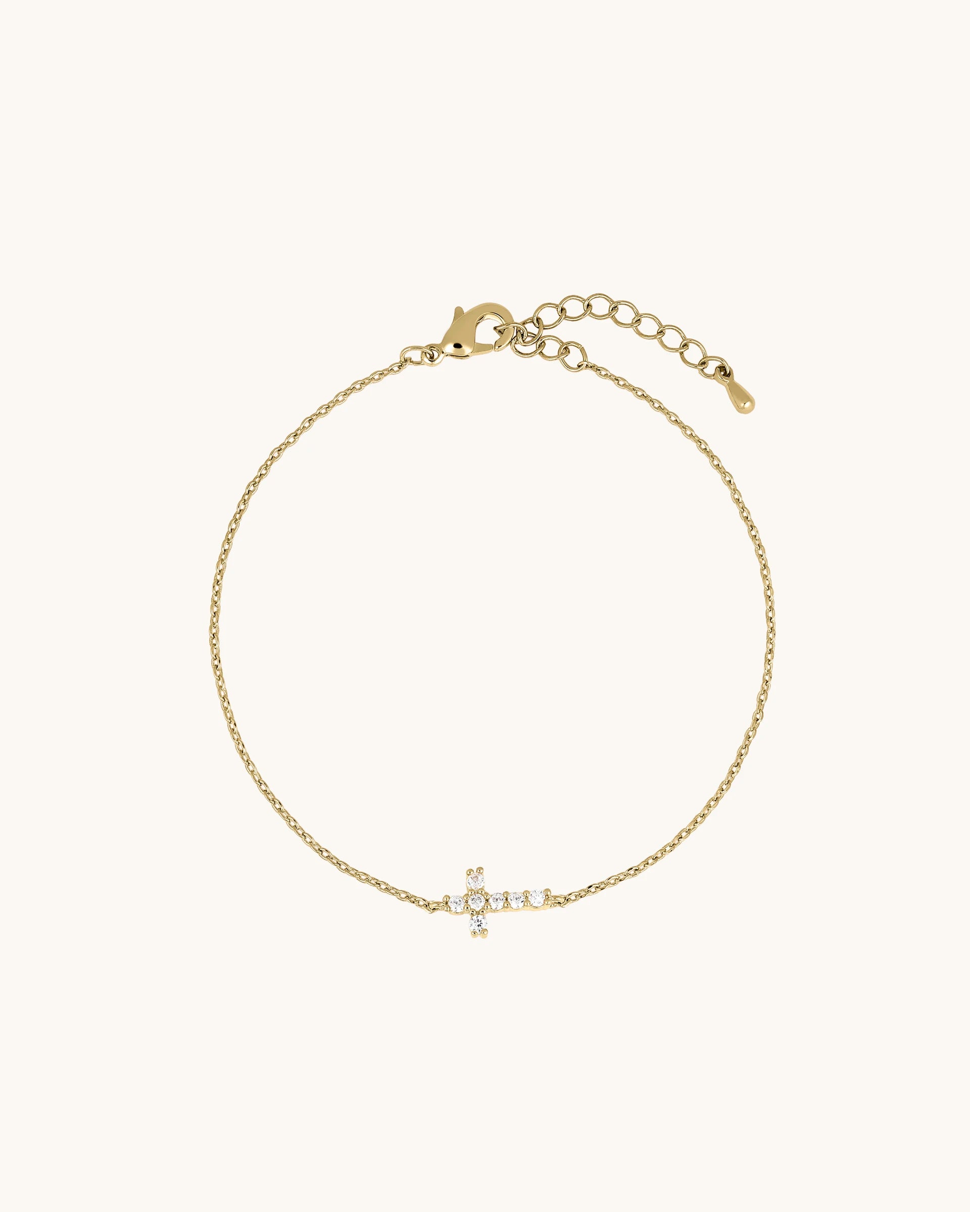 Leah Cross Bracelet in Gold