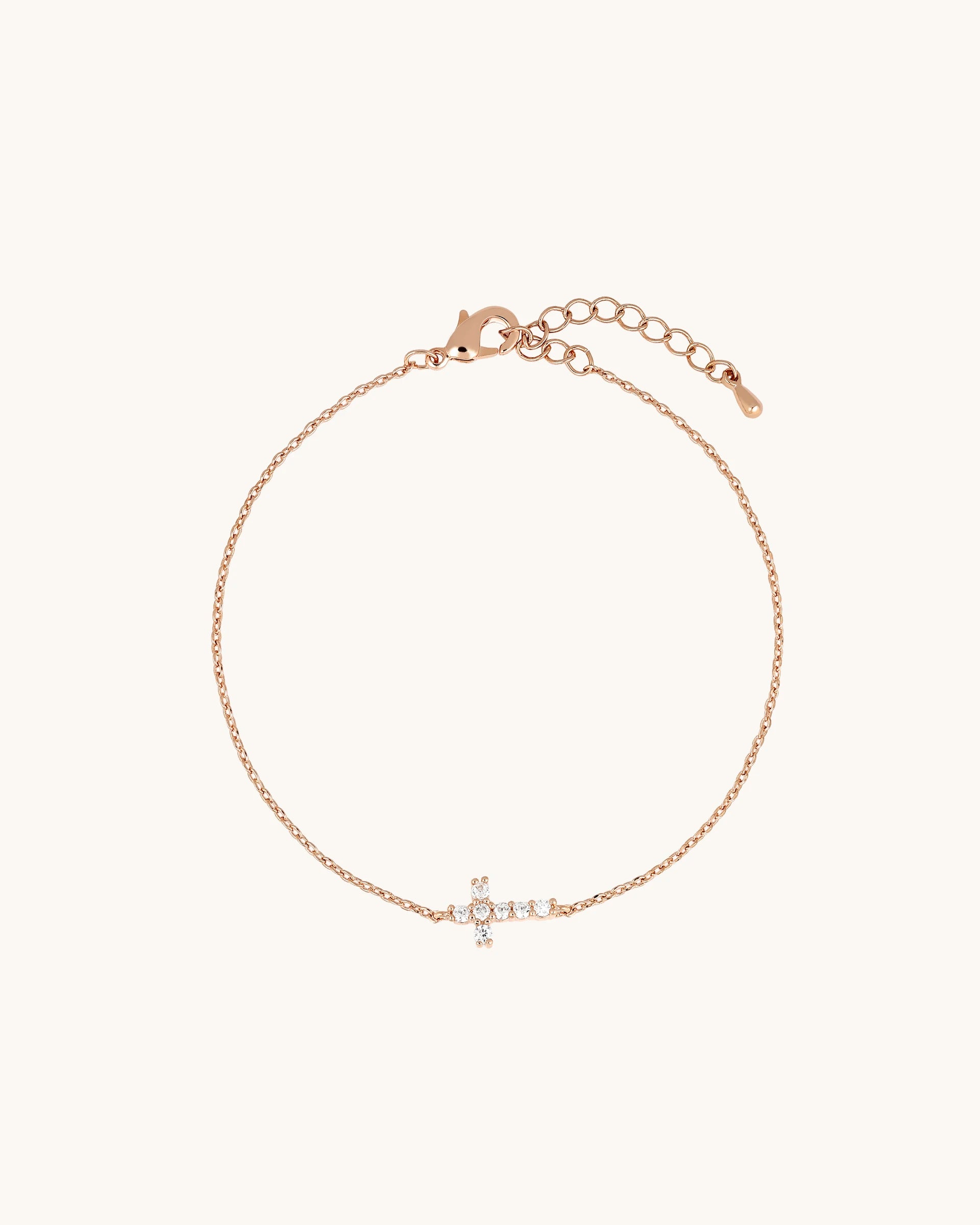 Leah Cross Bracelet in Rose Gold