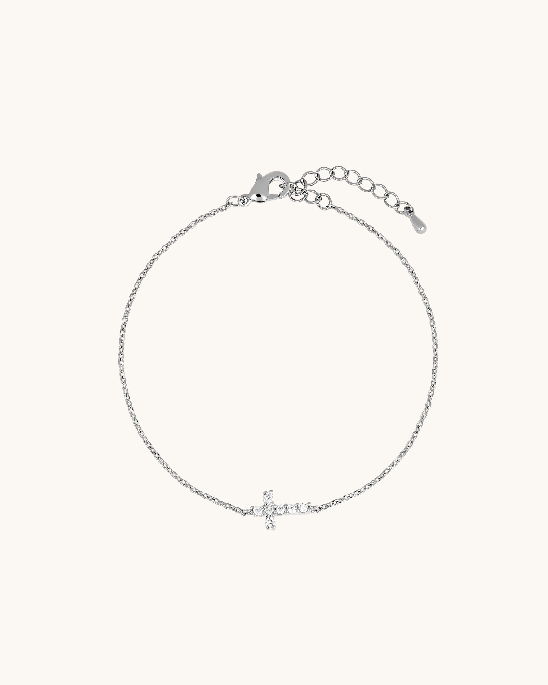 Leah Cross Bracelet in Silver