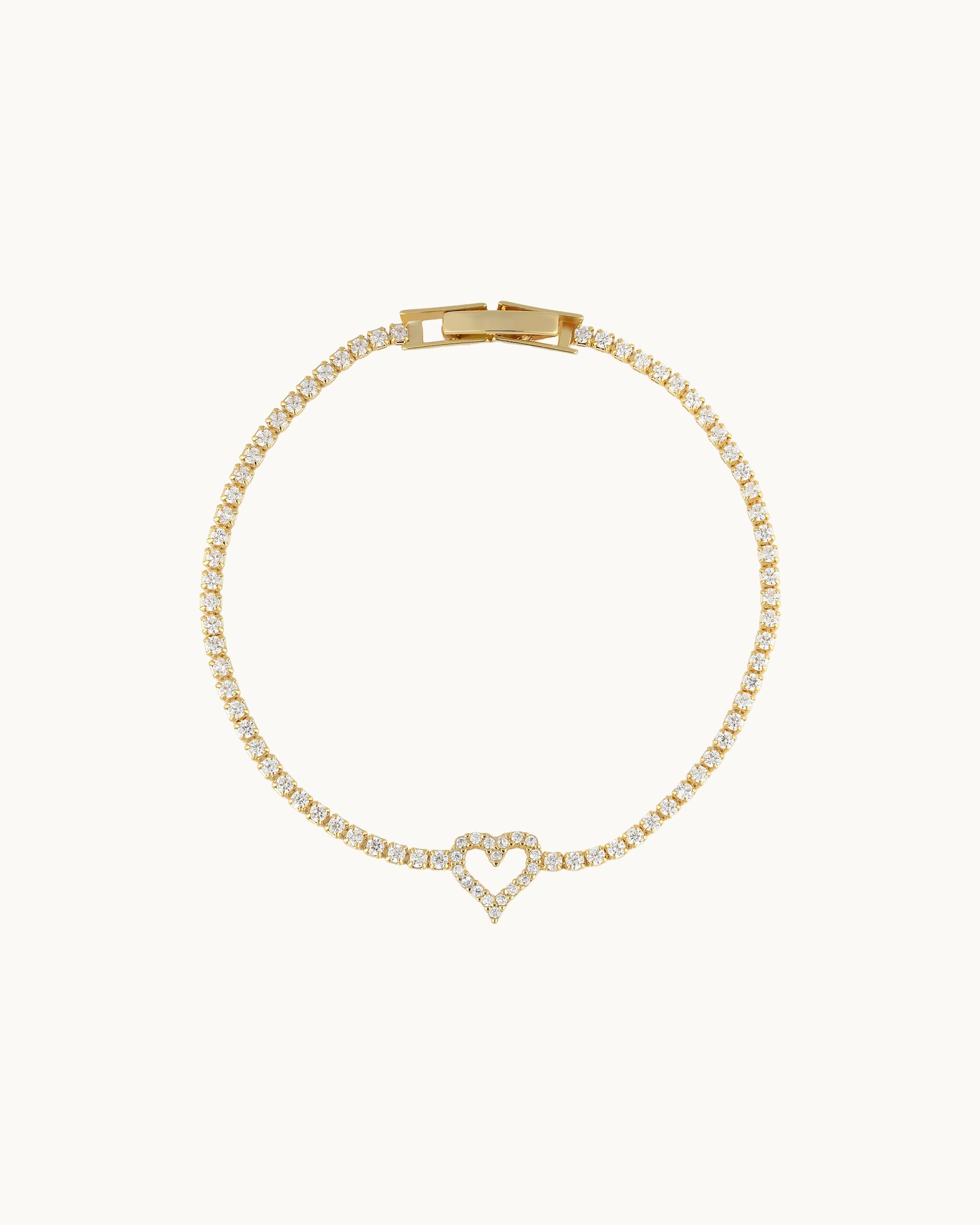 Cathy Heart Tennis Bracelet in Gold