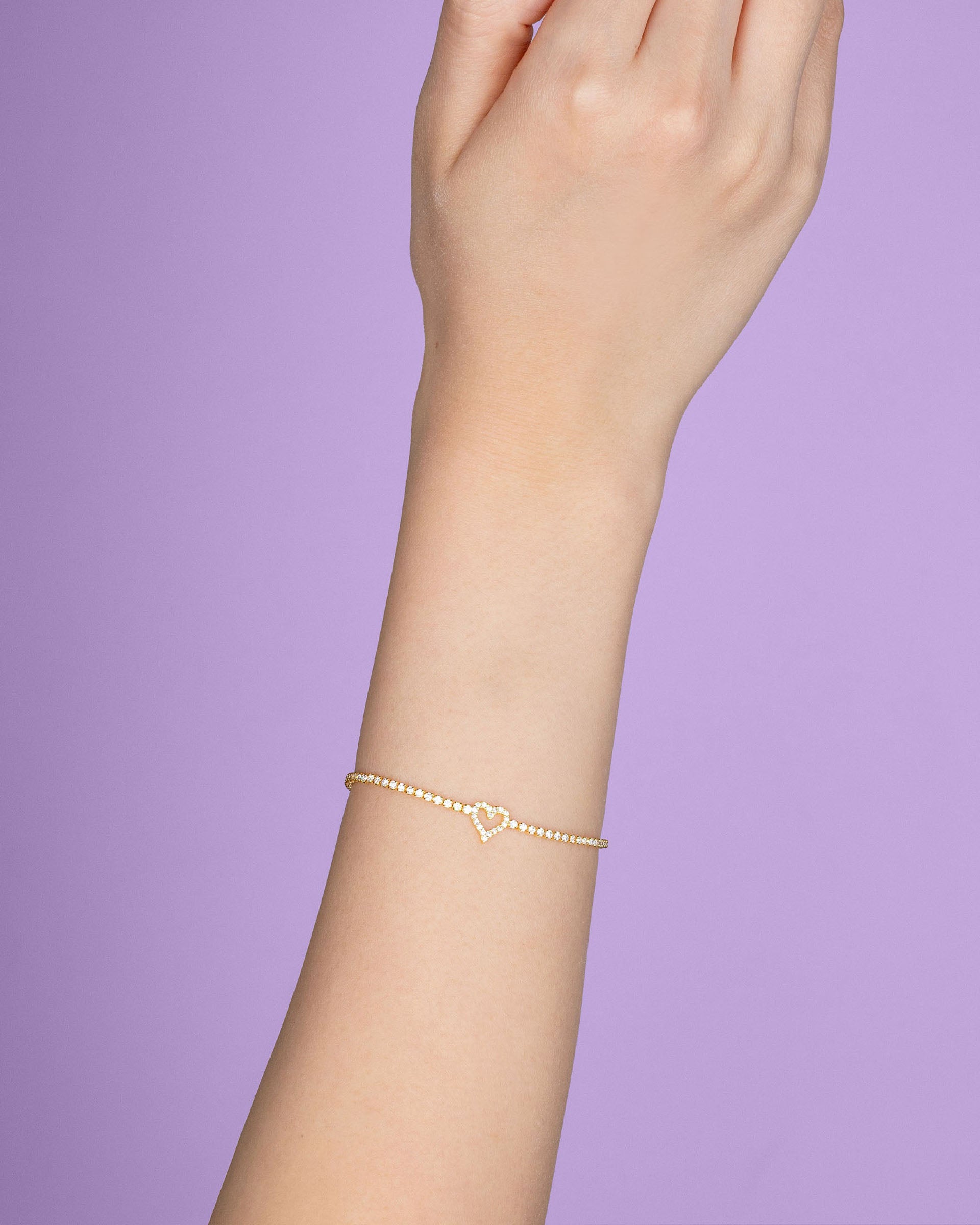 Cathy Heart Tennis Bracelet in Gold