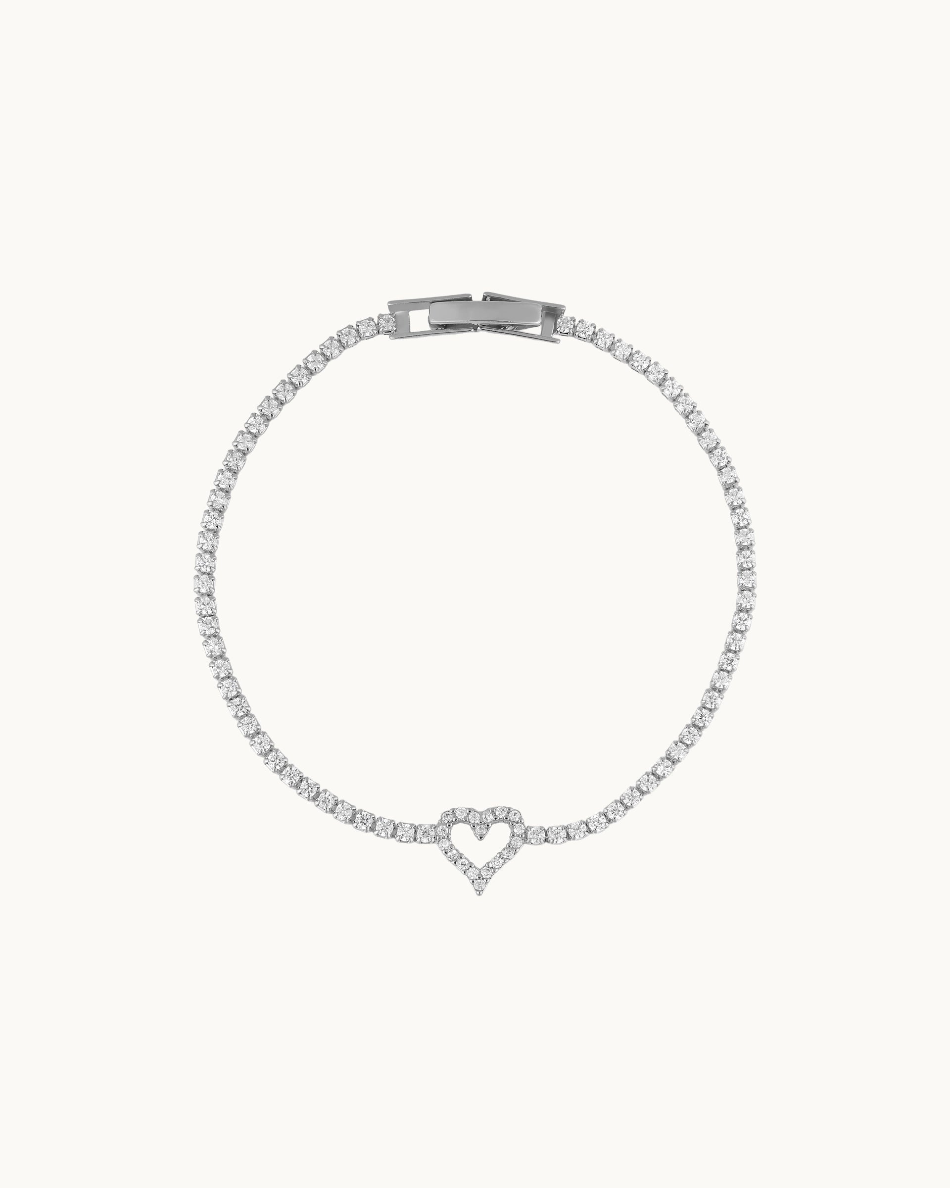 Cathy Heart Tennis Bracelet in Silver