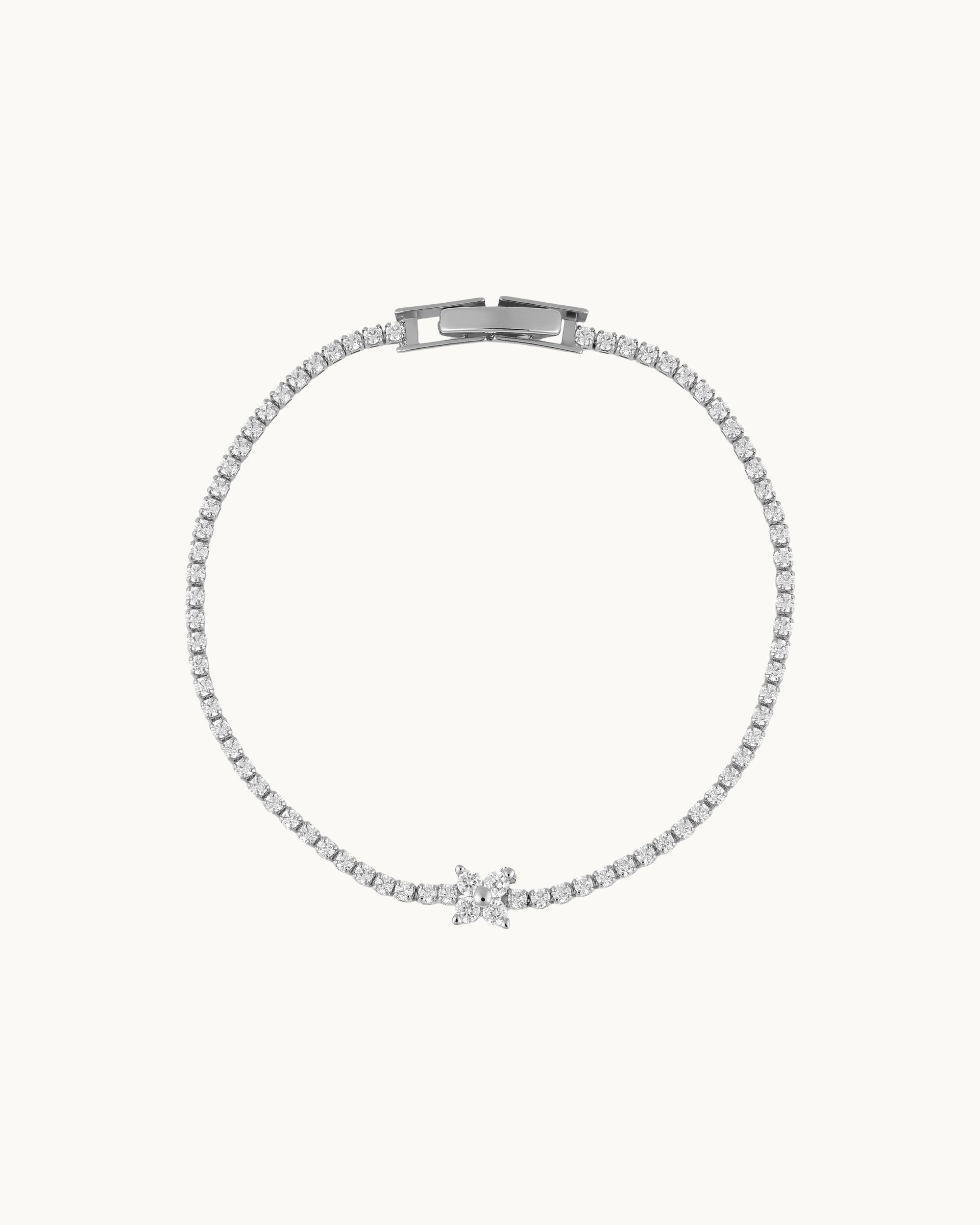Cielo Floral Tennis Bracelet in Silver