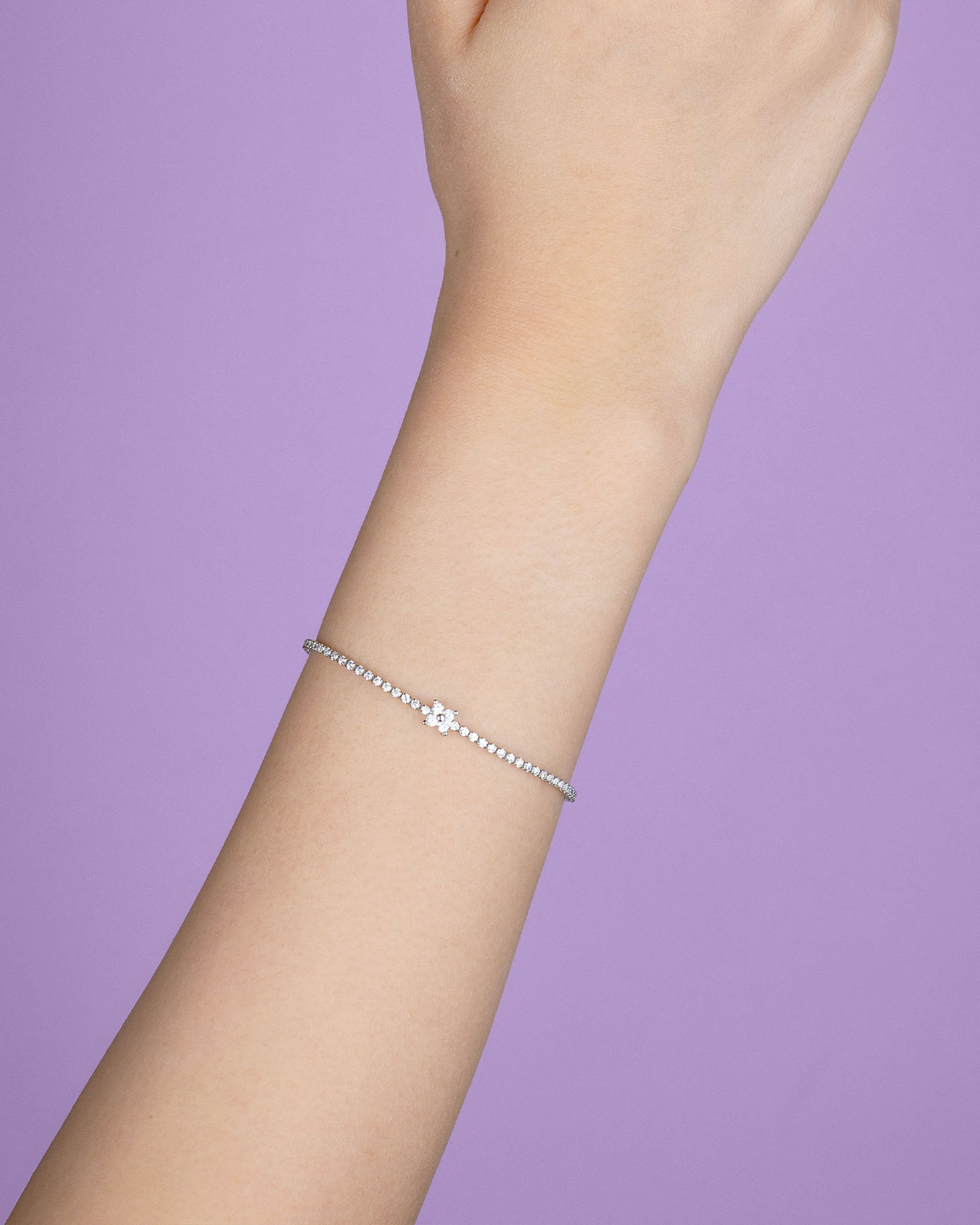 Cielo Floral Tennis Bracelet in Silver