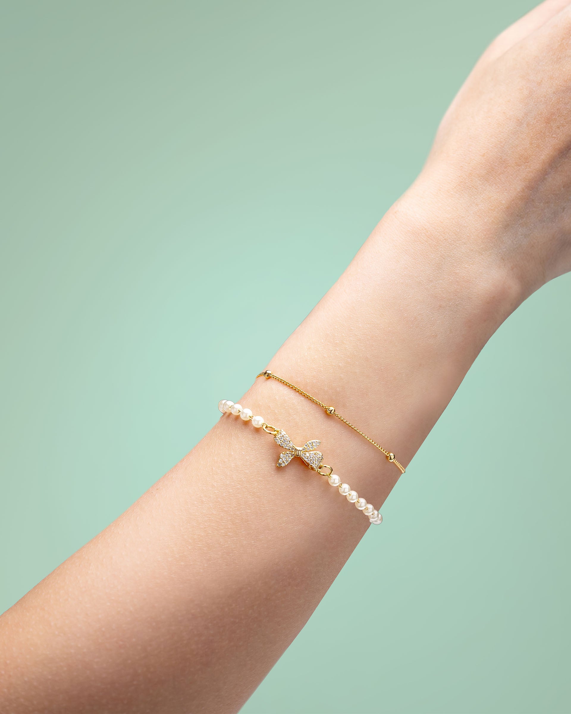 Skyla Bow Layered Bracelet in Gold