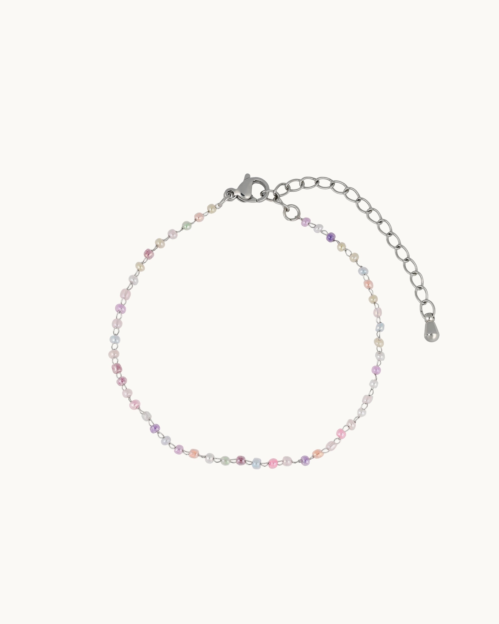 Alisson Beaded Bracelet in Silver - Pink