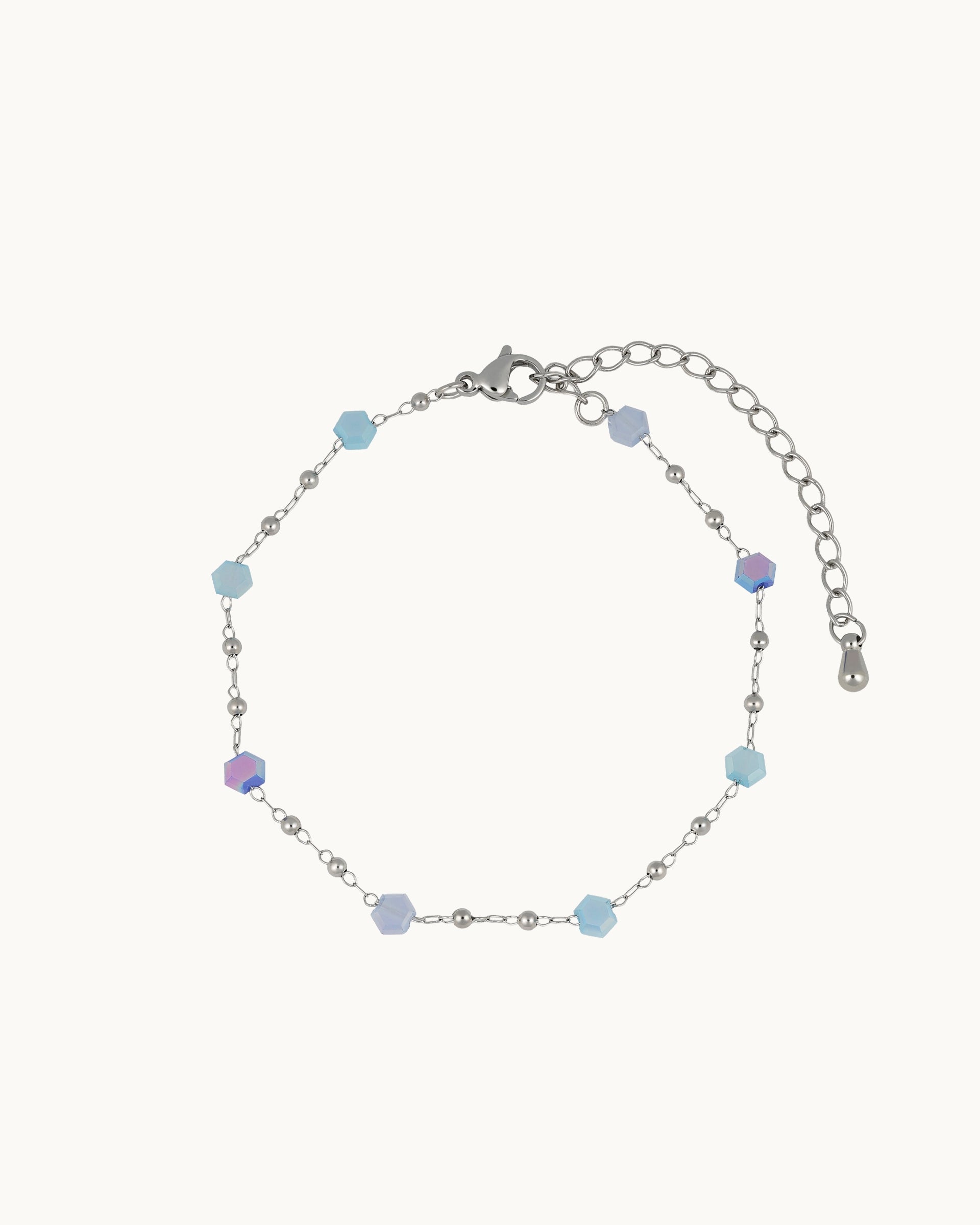 Lexie Beaded Bracelet in Silver - Blue
