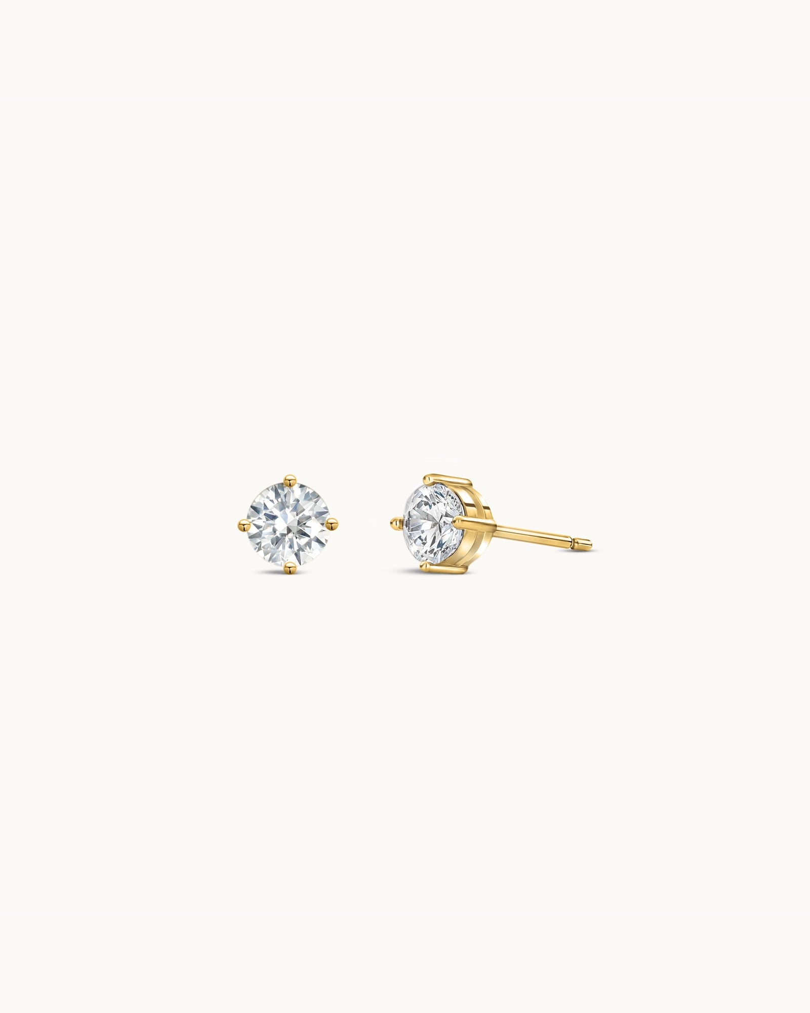 Solitaire Birthstone Earrings in Gold - Diamond