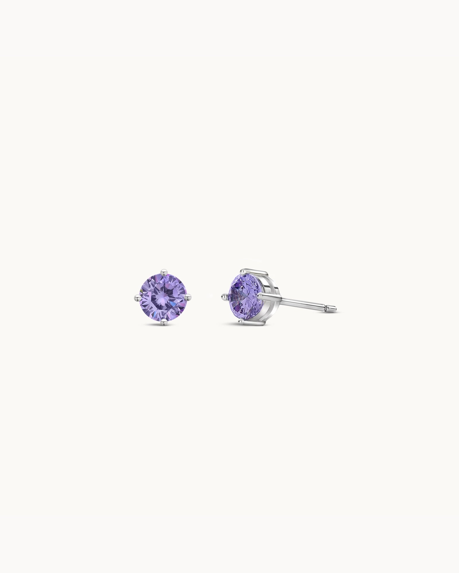 Solitaire Birthstone Earrings in Silver - Alexandrite
