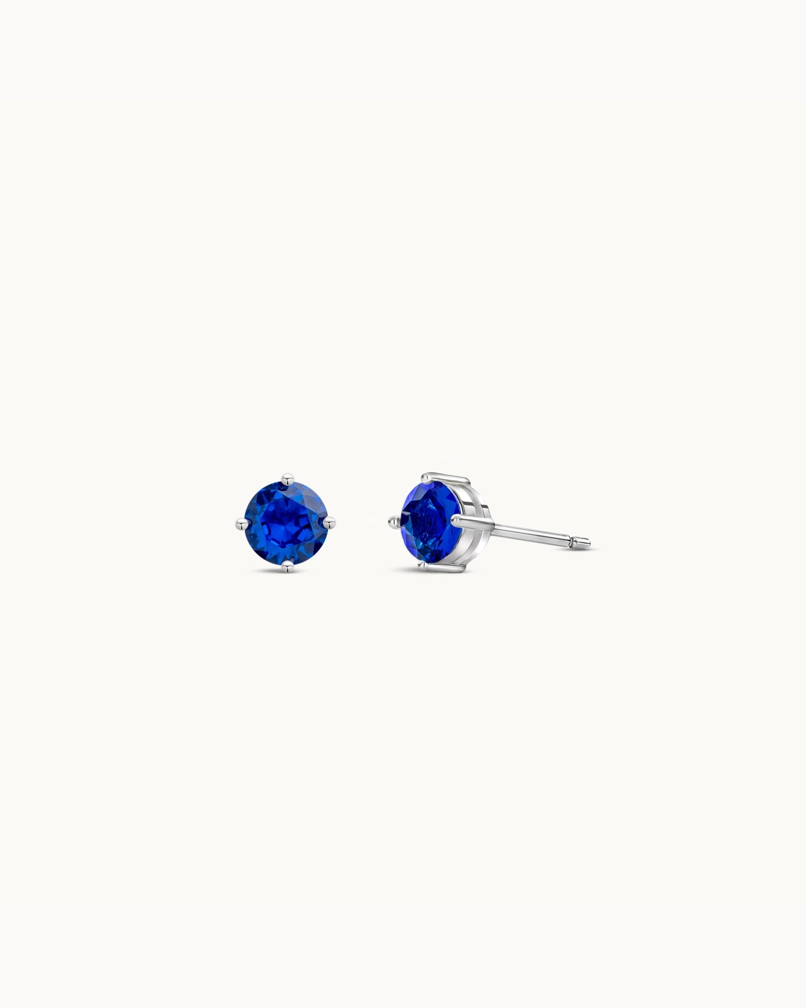 Solitaire Birthstone Earrings in Silver - Capri Blue