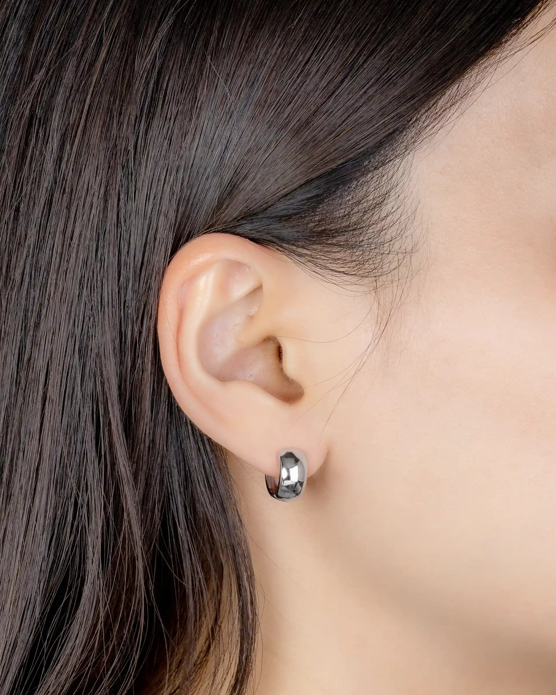 Stephany Huggie Earrings in Silver