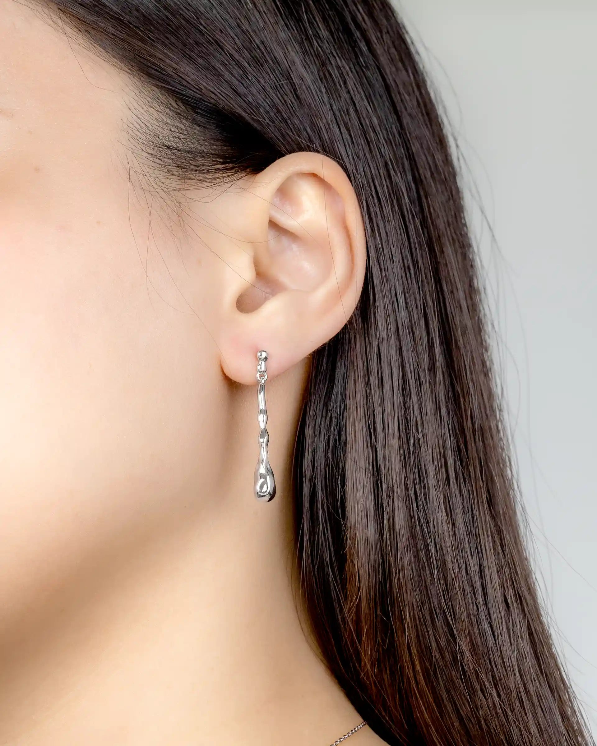 Mayra Textured Drop Earrings in Silver