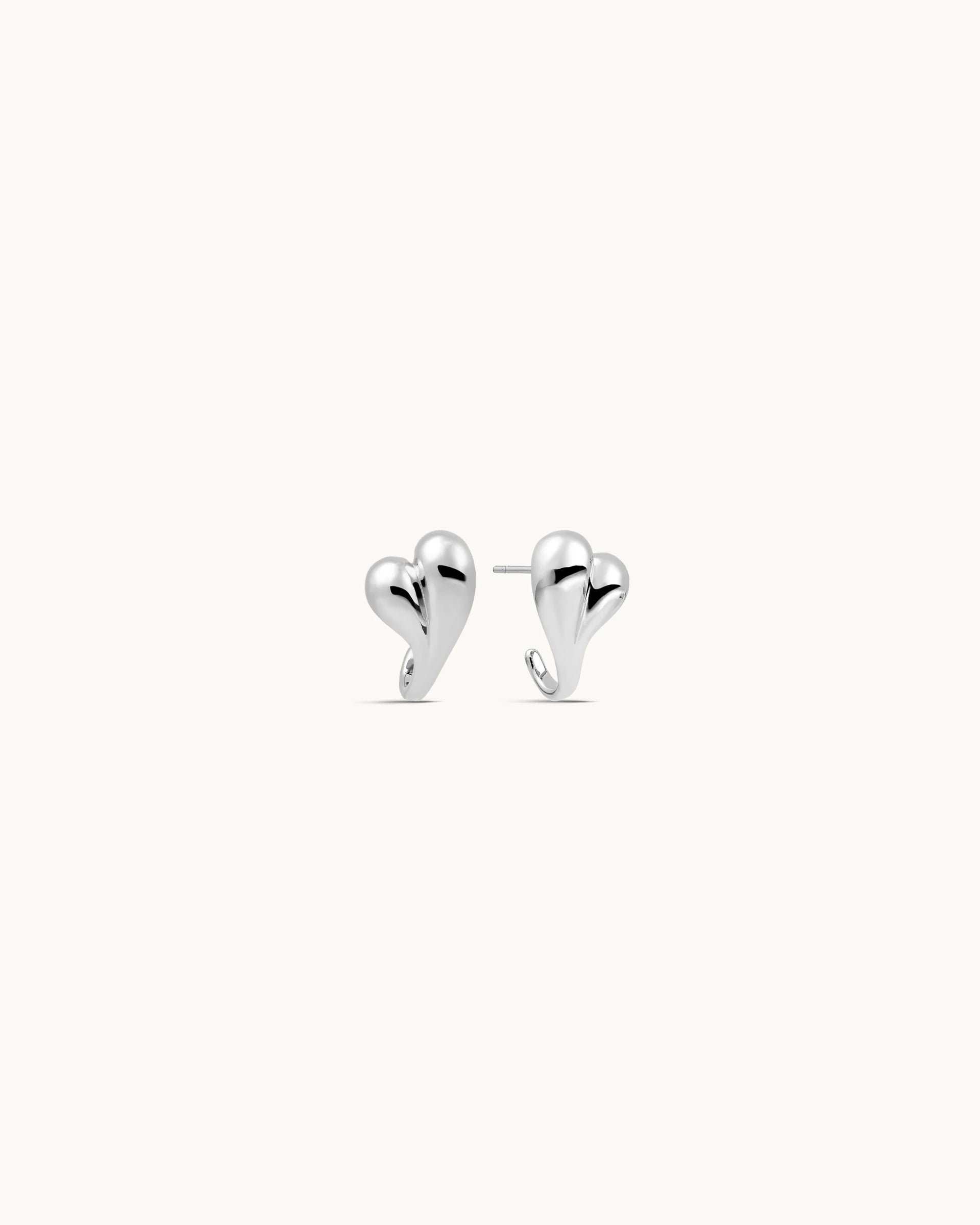Eileen Heart Stud Earrings in Silver