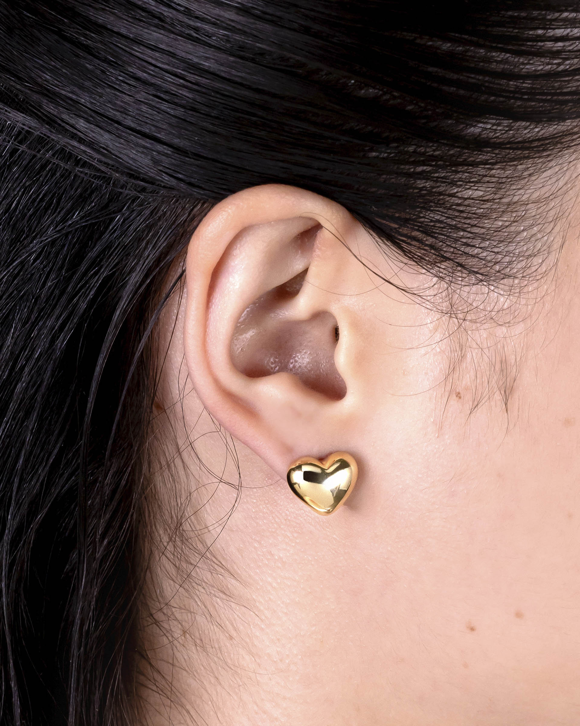Abby Heart Stud Earrings in Gold