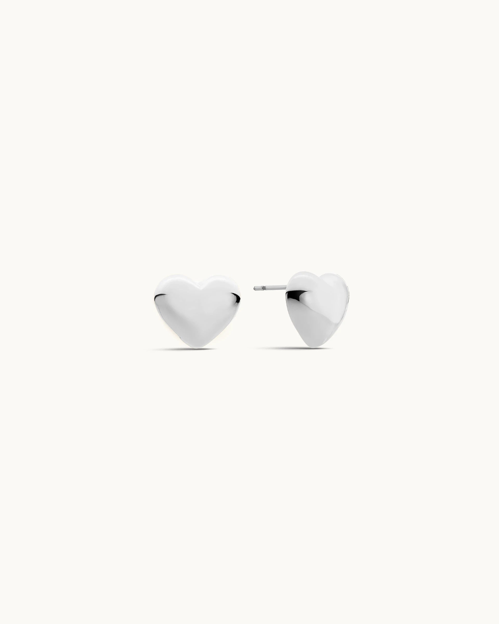 Abby Heart Stud Earrings in Silver