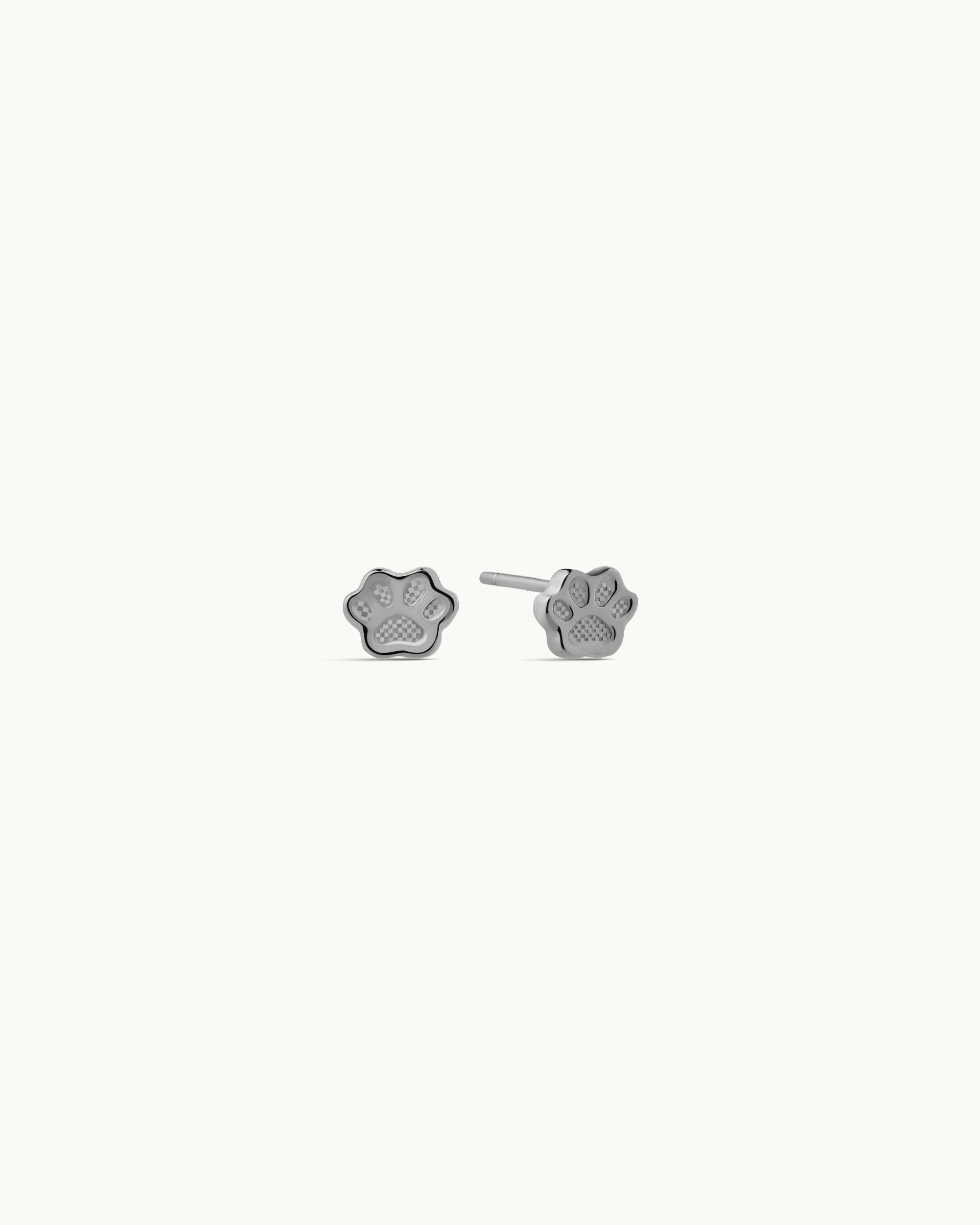 Coco Paw Stud Earrings in Silver