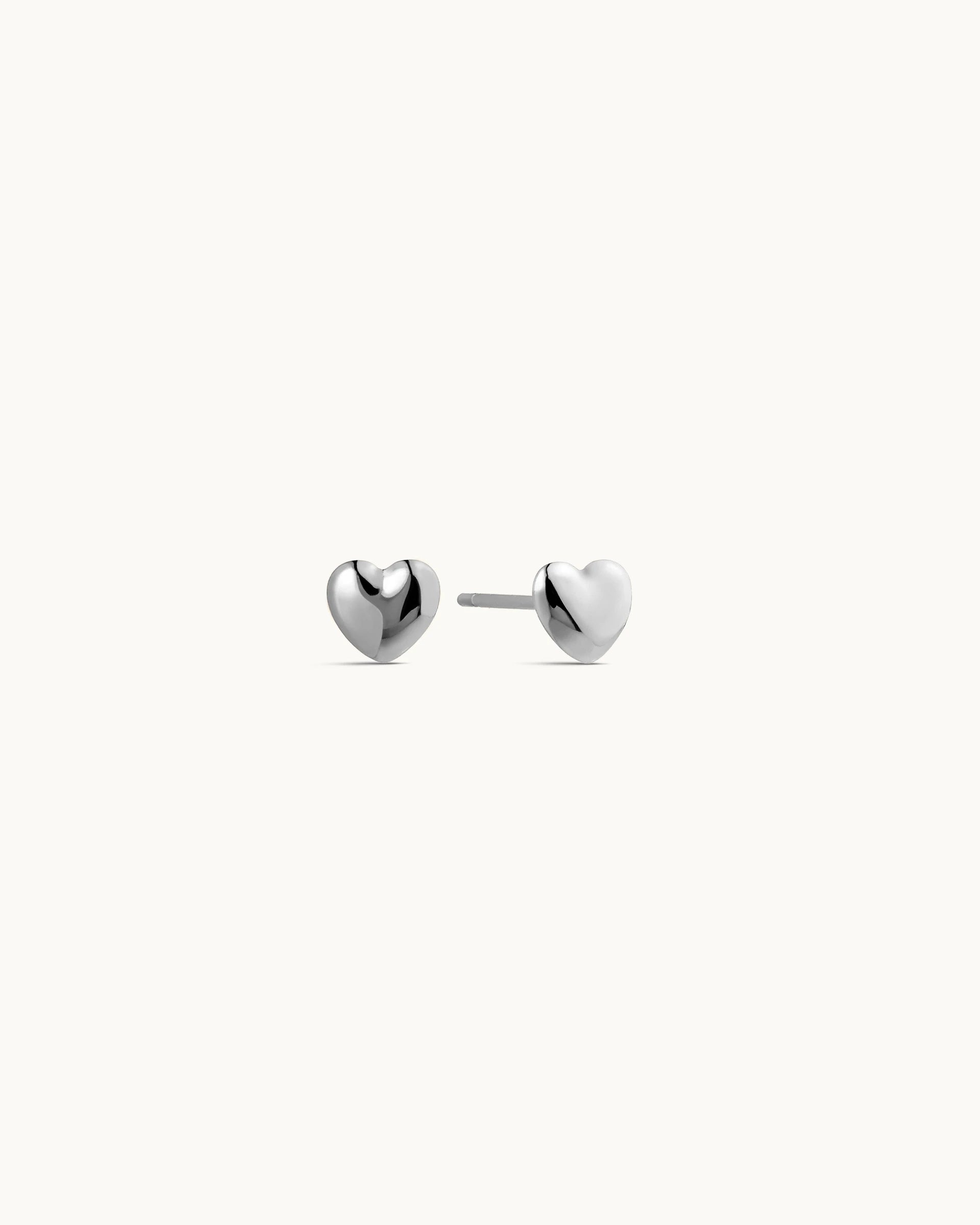 Hazel Heart Stud Earrings in Silver