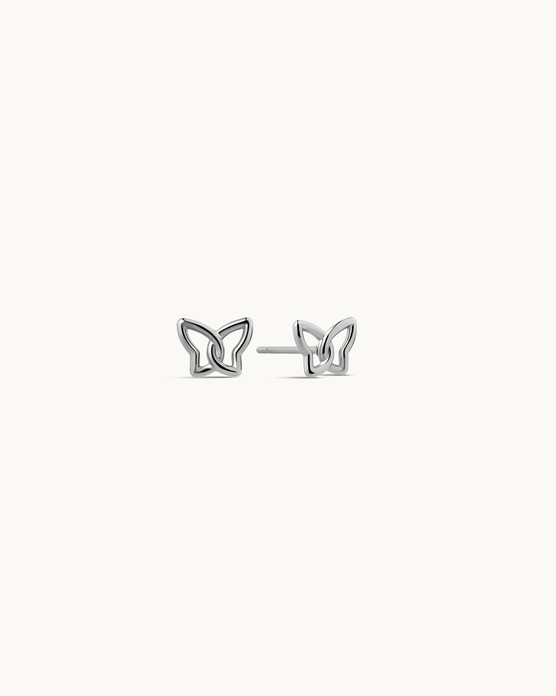 Ingrid Butterfly Stud Earrings in Silver