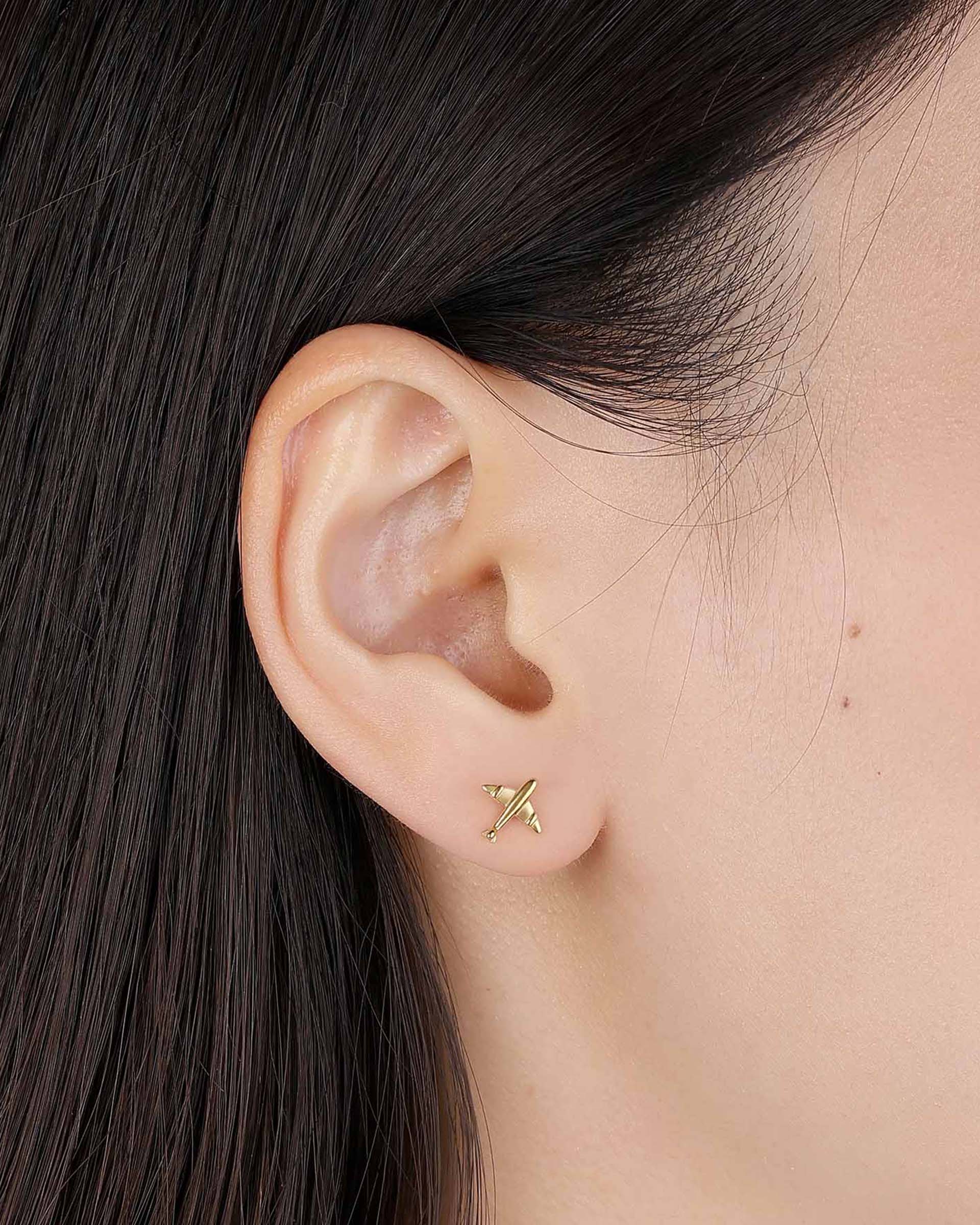 Vern Plane Stud Earrings in Gold