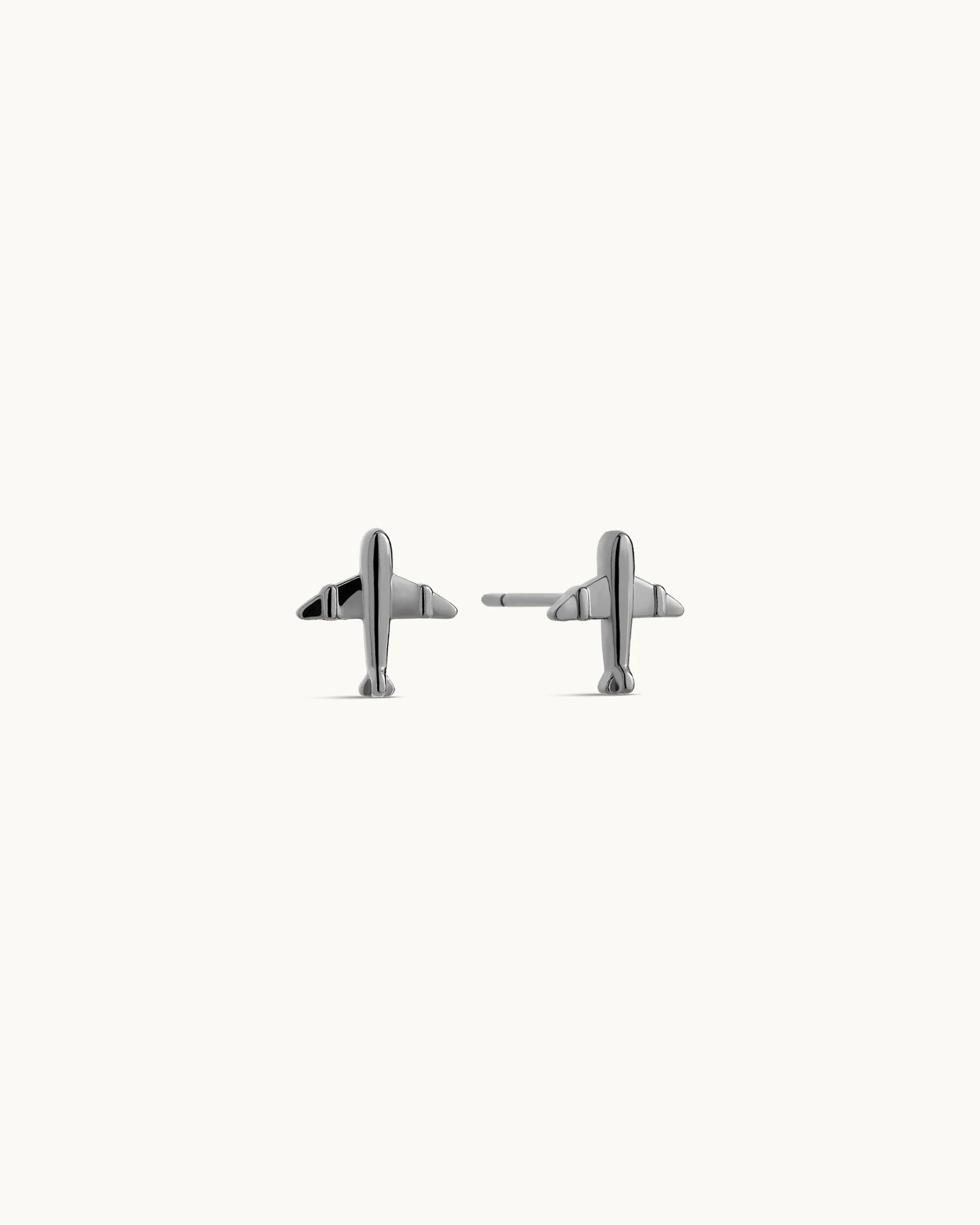 Vern Plane Stud Earrings in Silver