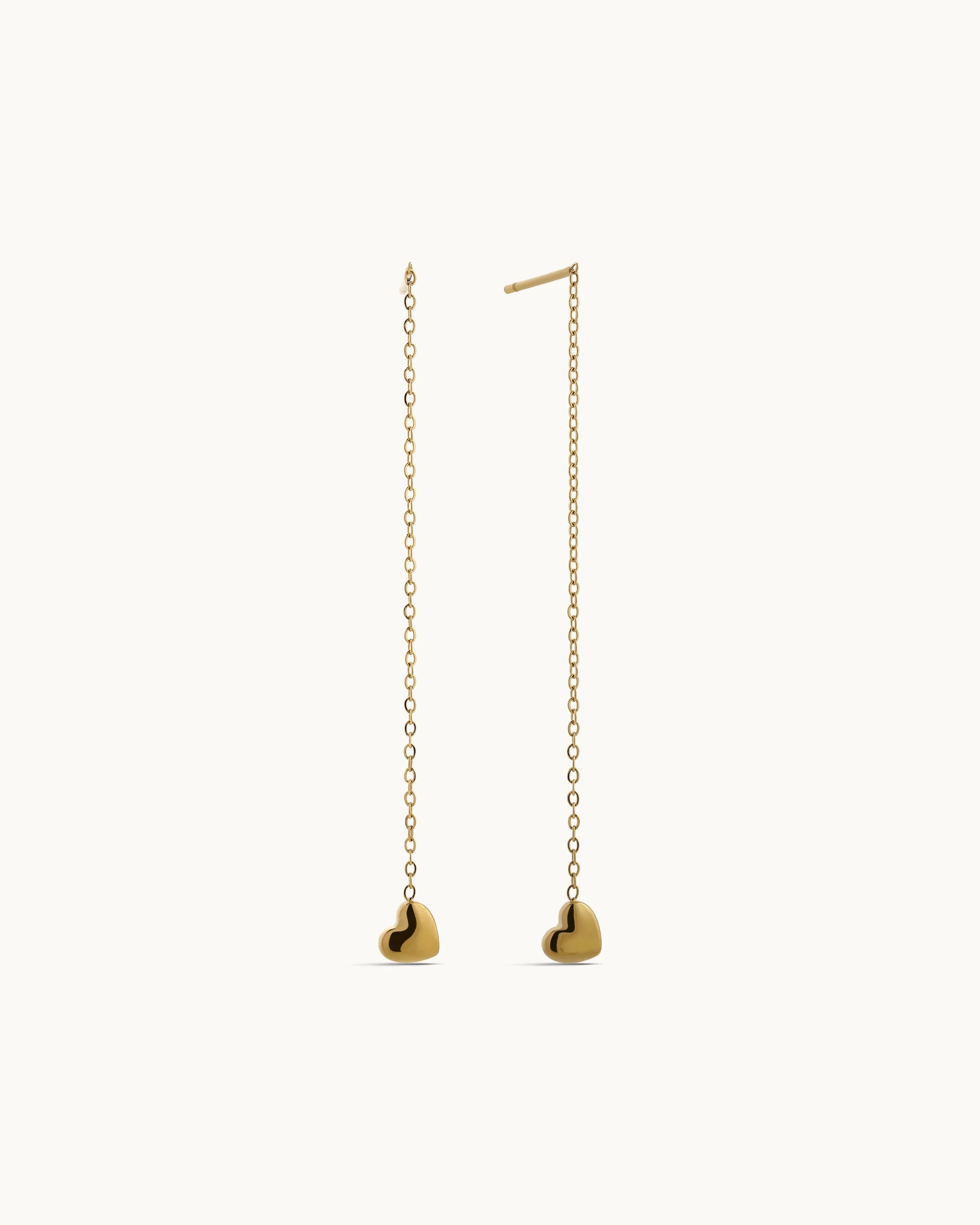 Marley Threader Heart Earrings in Gold