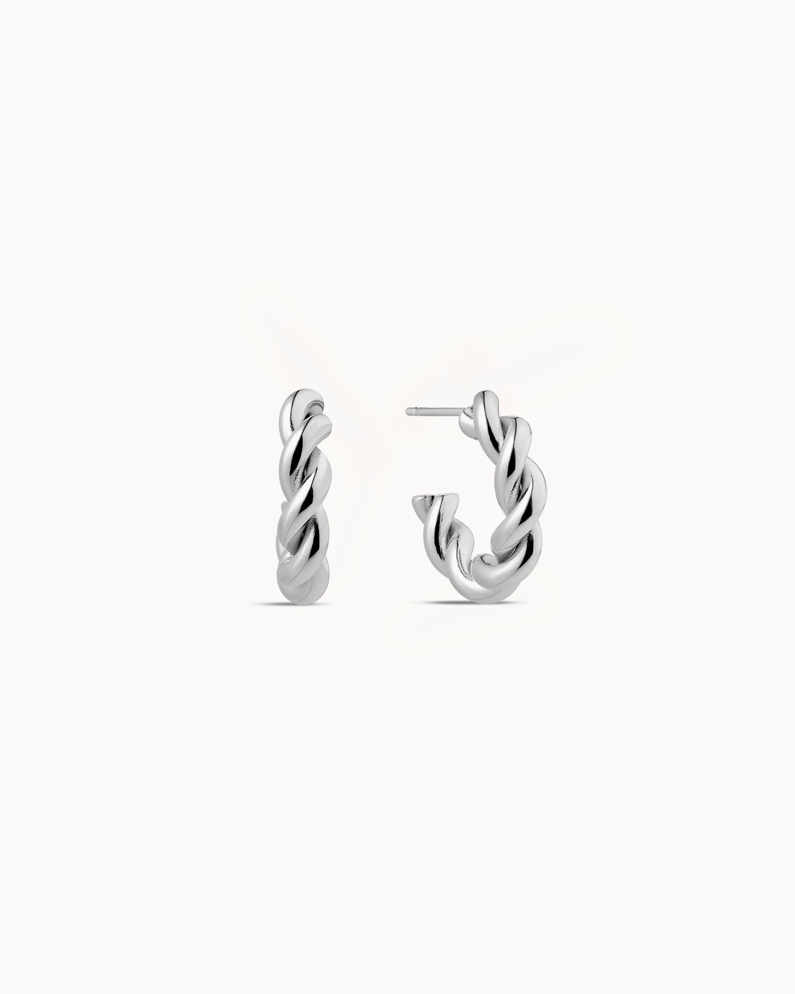 Leanne Twisted Hoop Earrings in Silver