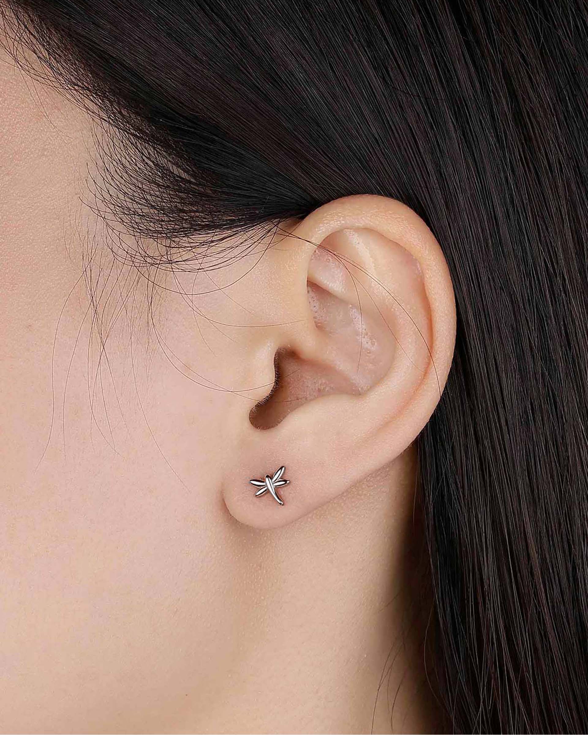 Lucy Dragonfly Stud Earrings in Silver