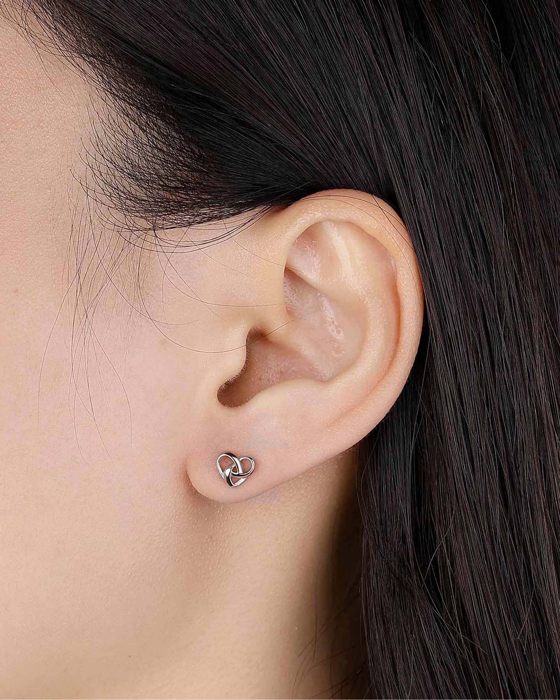 Rachelle Heart Stud Earrings in Silver