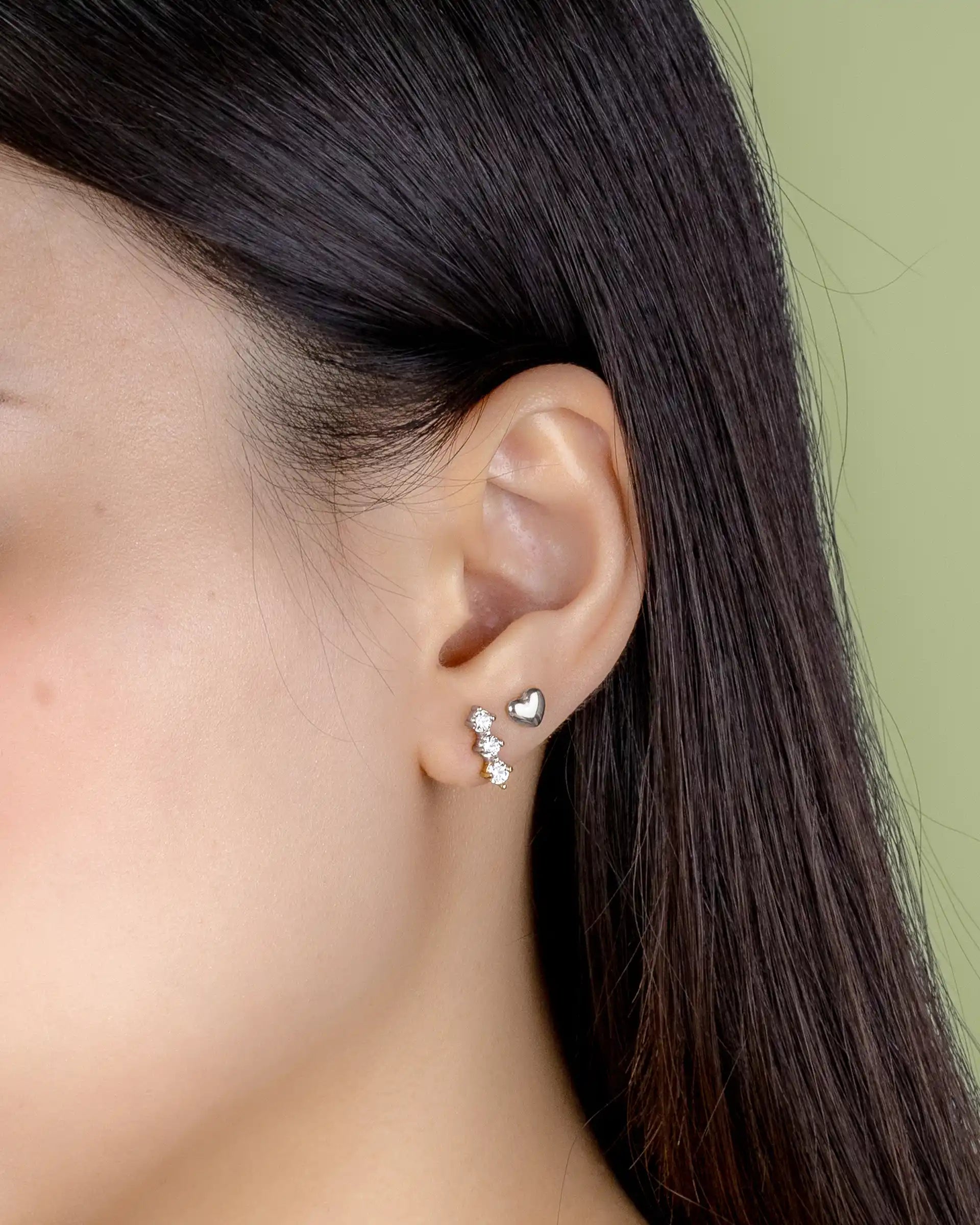Myrtle Trio Stud Earrings in Silver