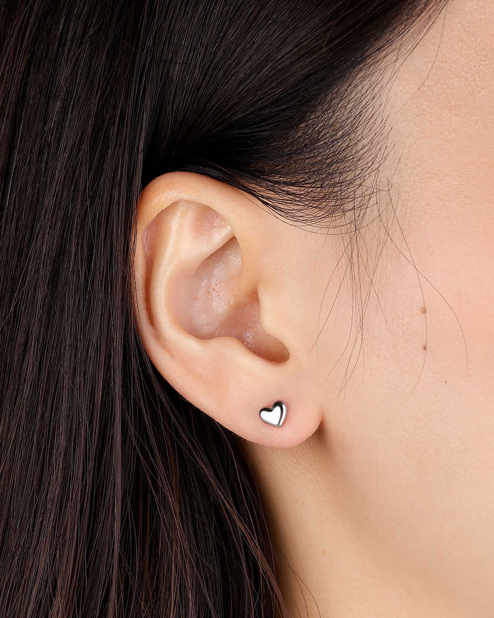 Claudette Heart Stud Earrings in Silver