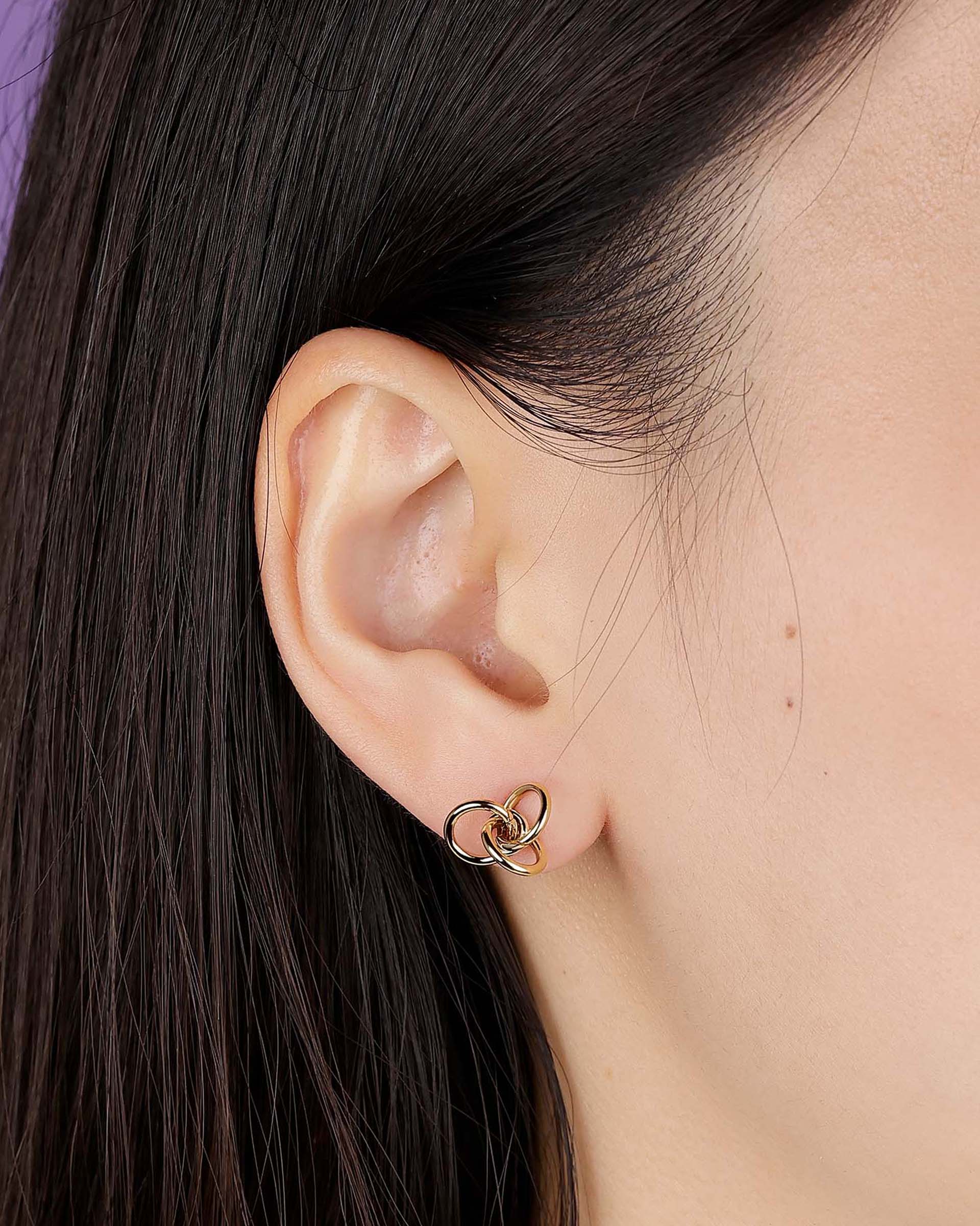Mindy Knotted Stud Earrings in Gold
