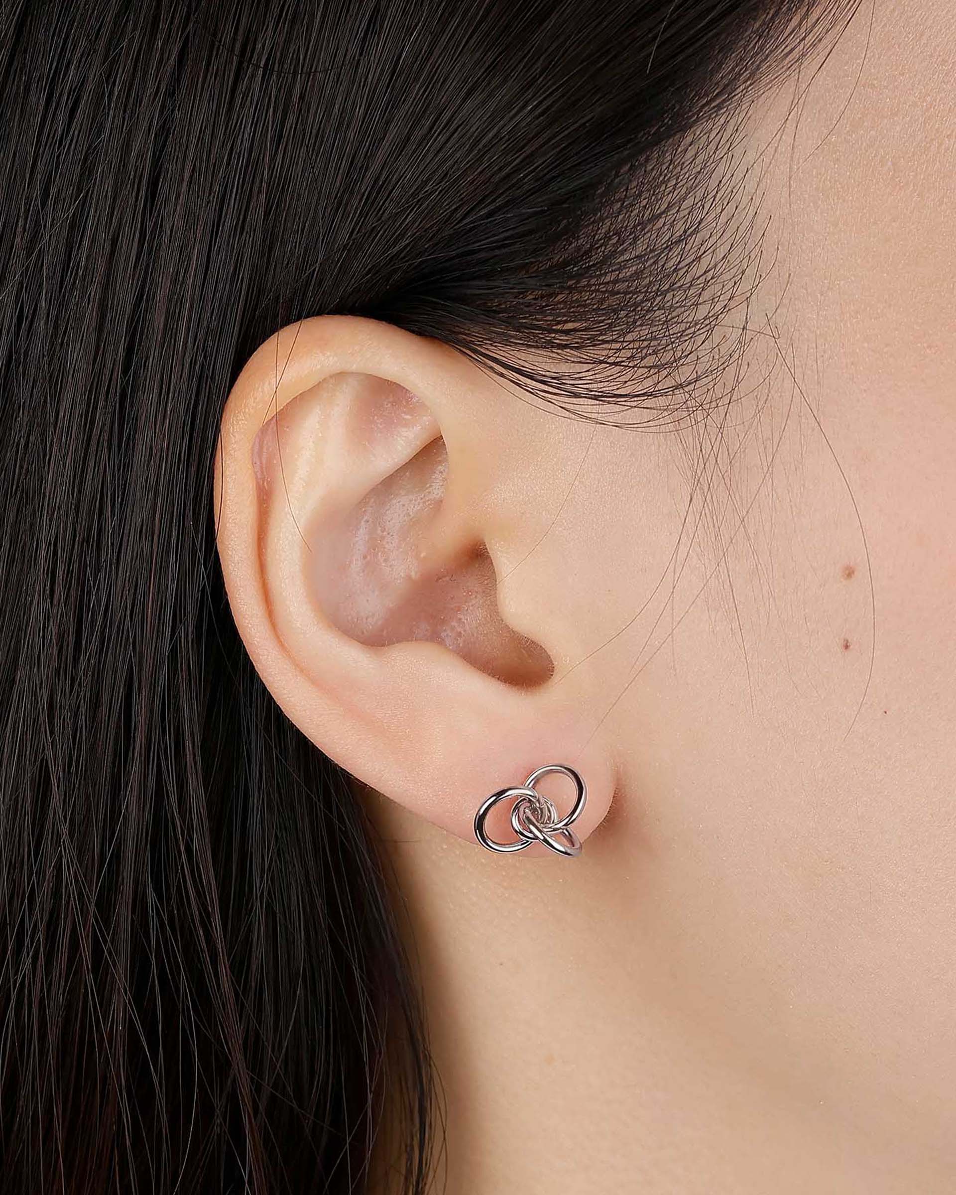 Mindy Knotted Stud Earrings in Silver