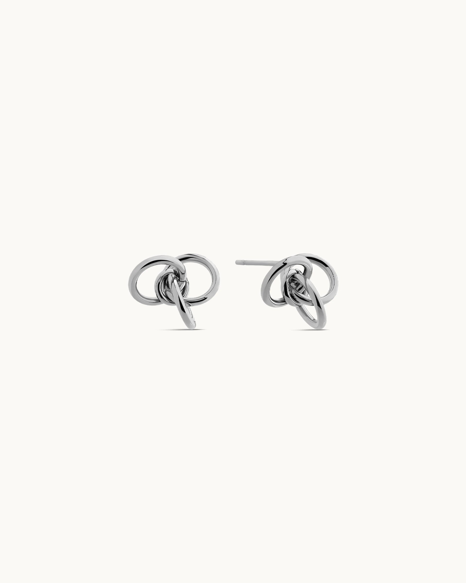 Mindy Knotted Stud Earrings in Silver