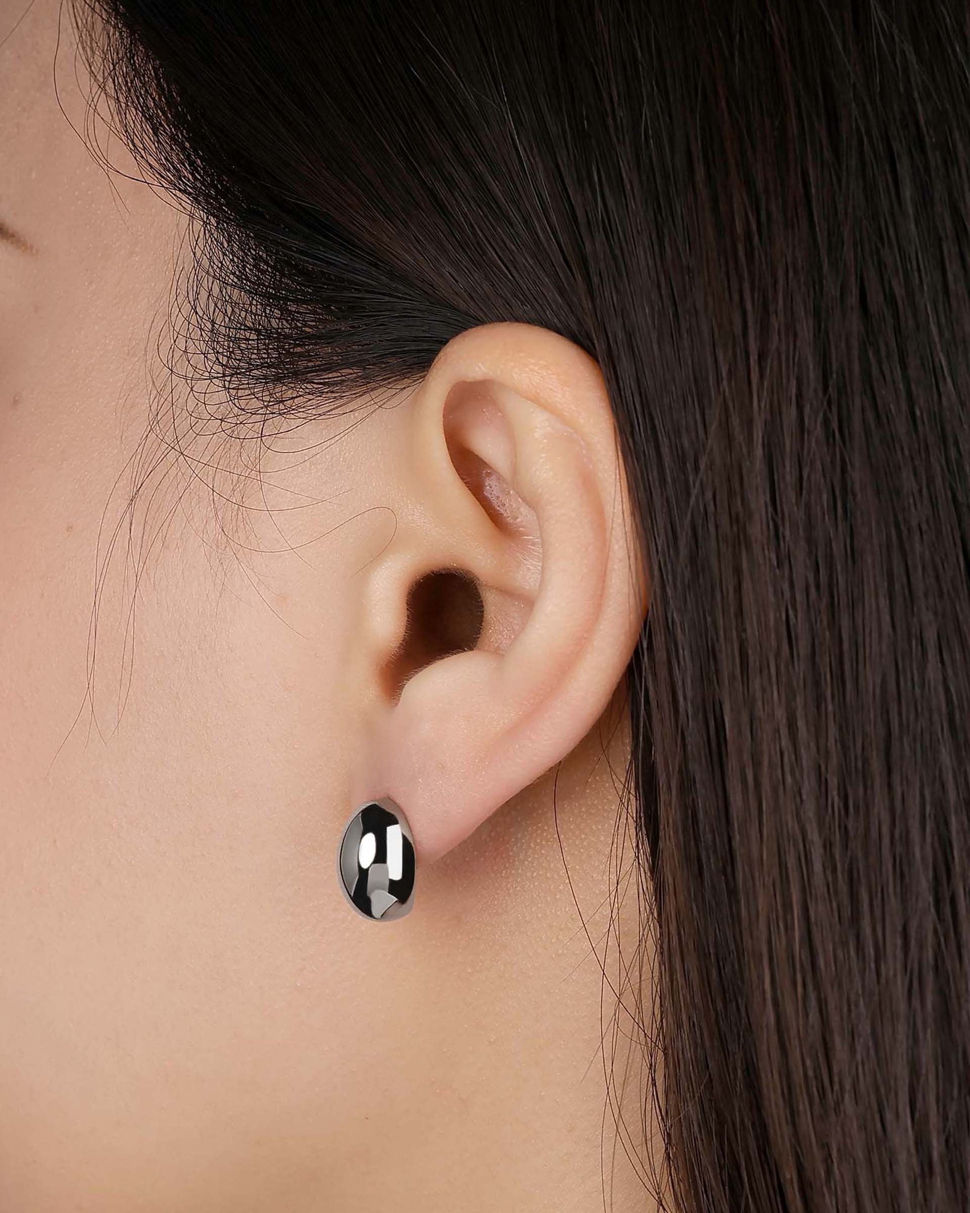 Bertha Oval Stud Earrings in Silver