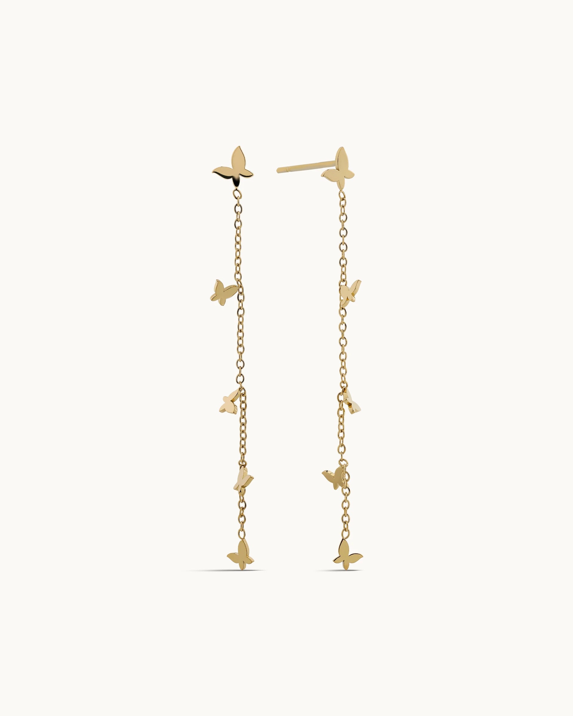 Tina Dangling Butterfly Earrings in Gold