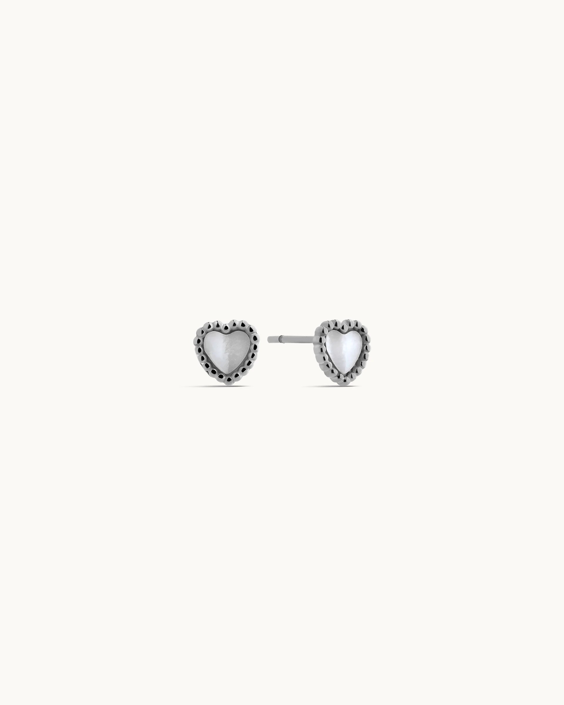 Lynne Heart Stud Earrings in Silver