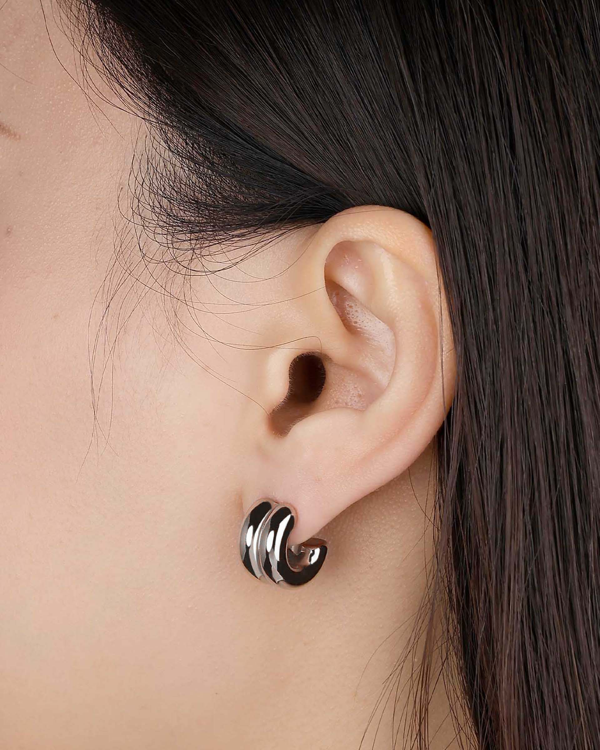 Laura Huggie Earrings in Silver