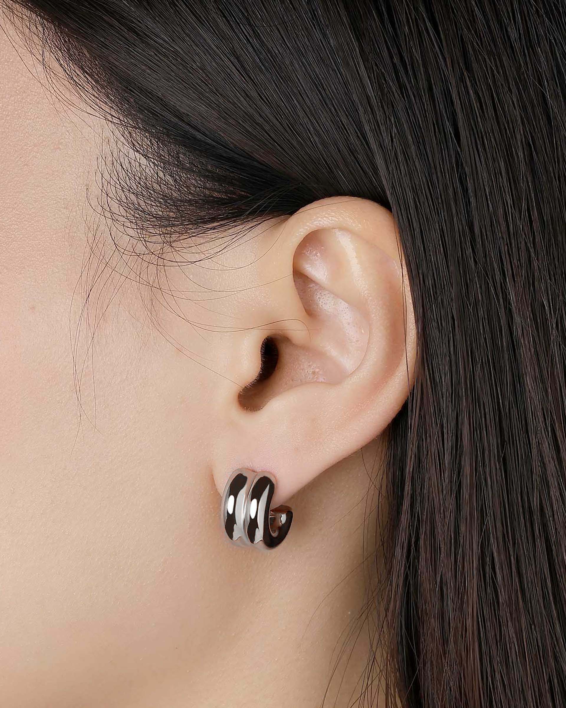 Laura Huggie Earrings in Silver
