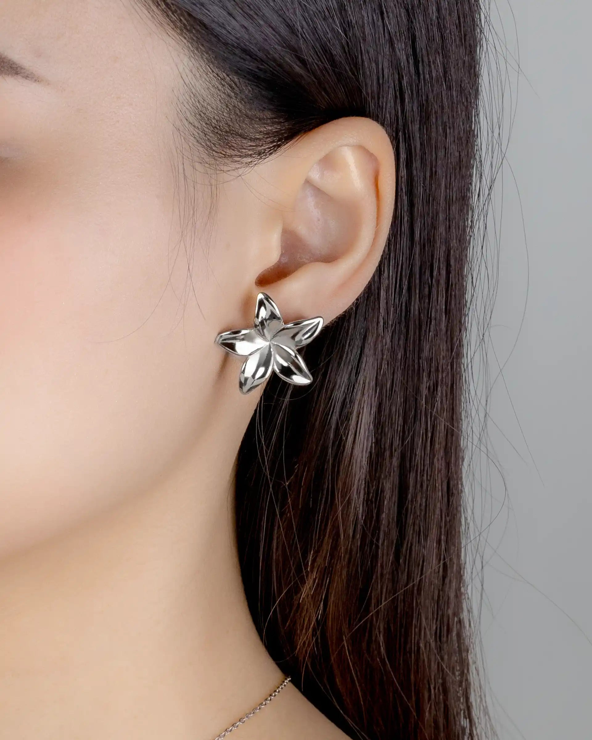 Maura Floral Stud Earrings in Silver