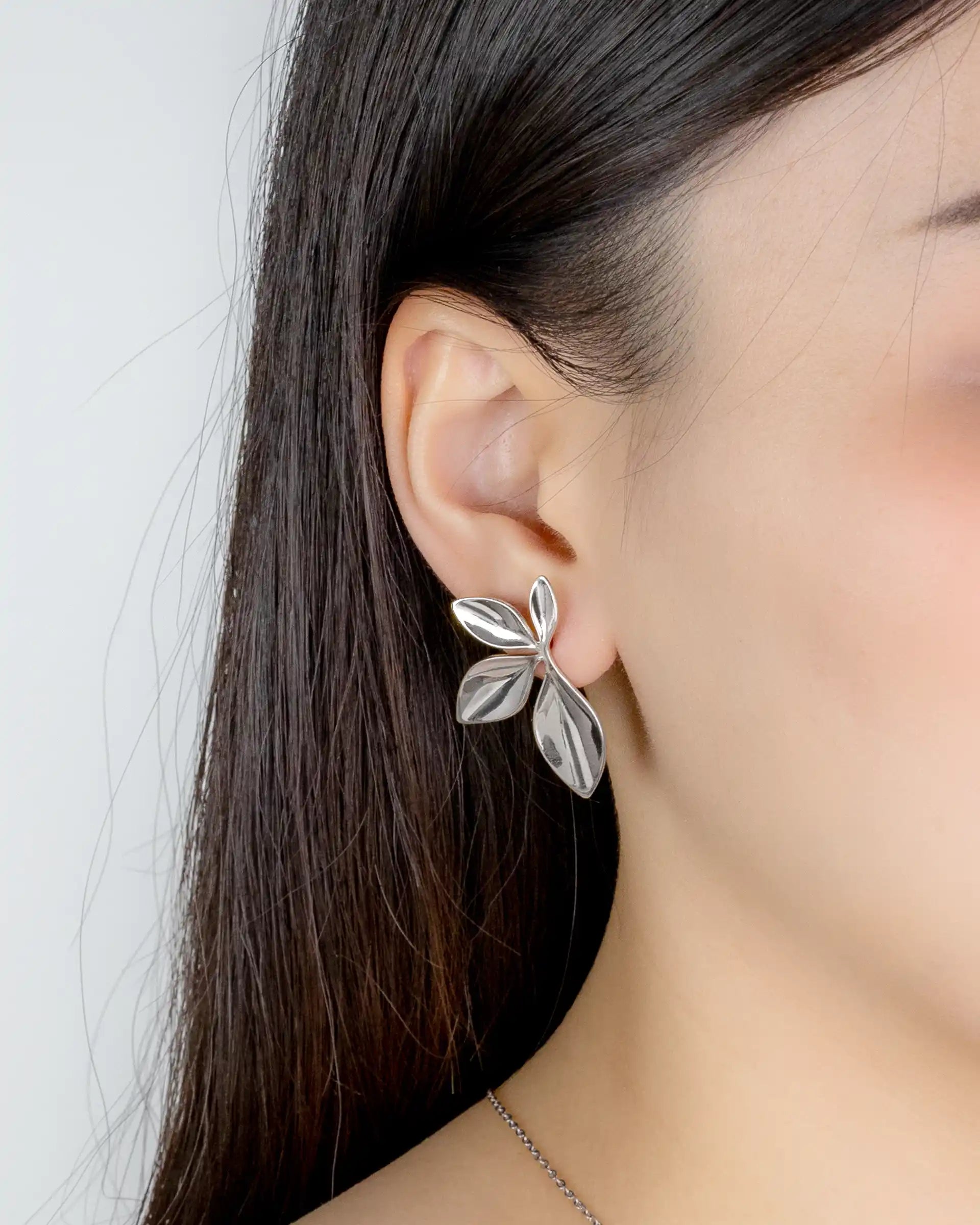 Freida Petal Stud Earrings in Silver