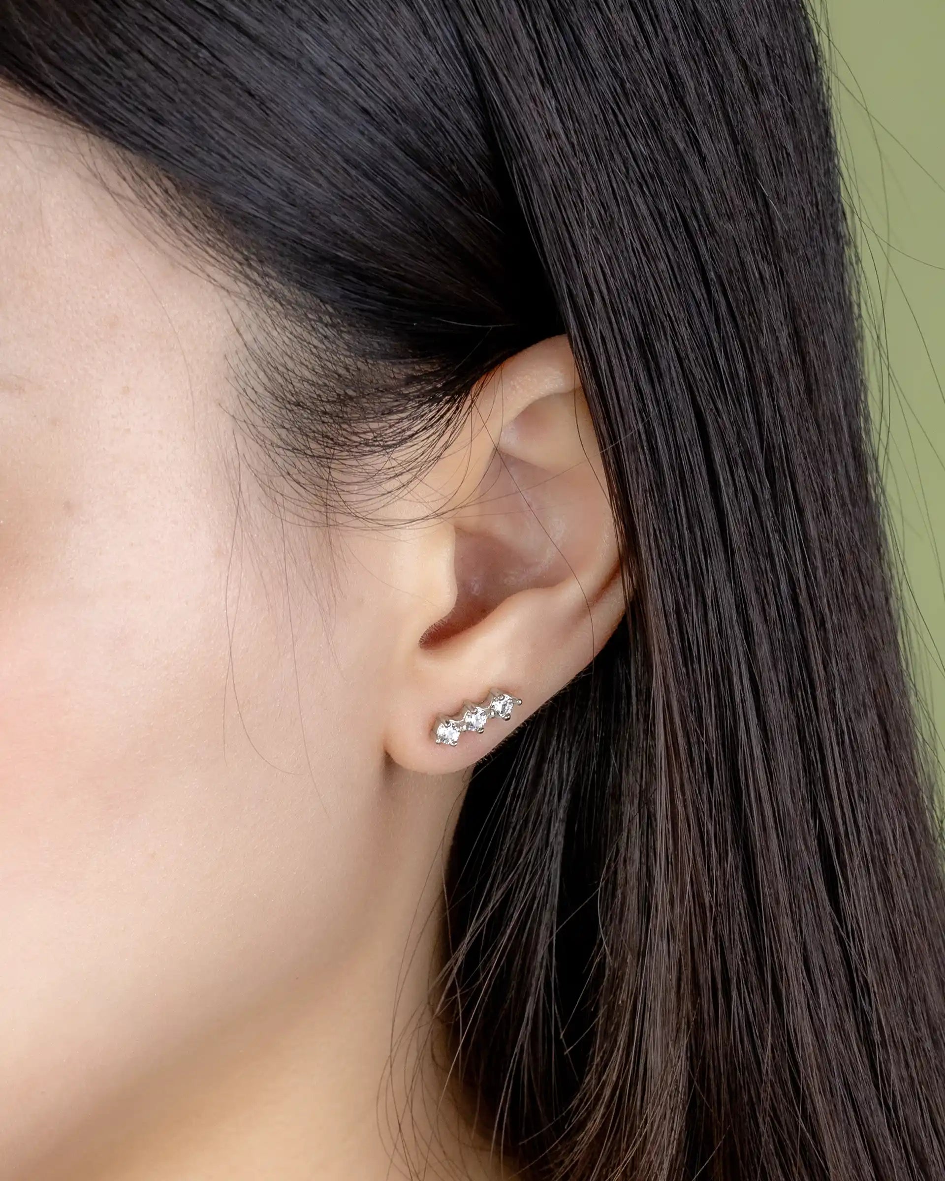Myrtle Trio Stud Earrings in Silver